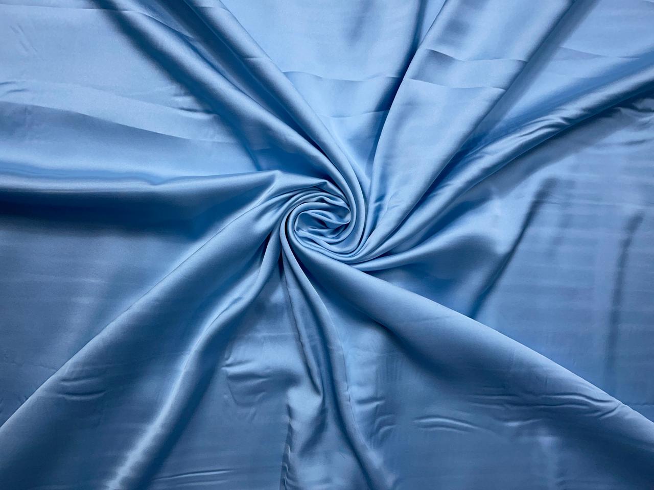 Sky Blue Plain Armani Satin Lycra N348Ll Fabric KTEX