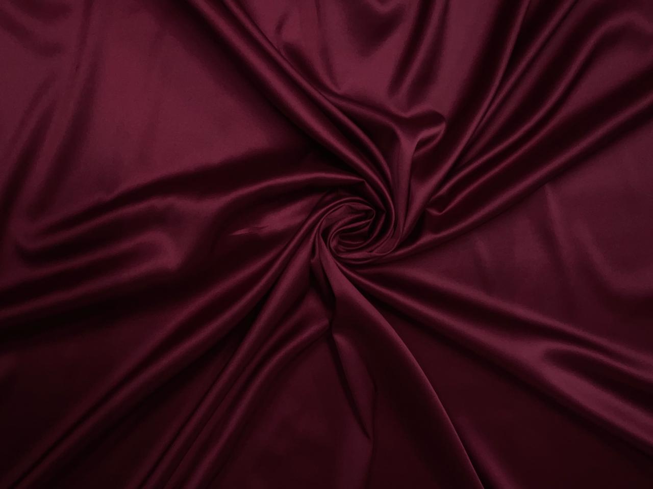 Dark Maroon Plain Armani Satin Lycra Fabric KTEX