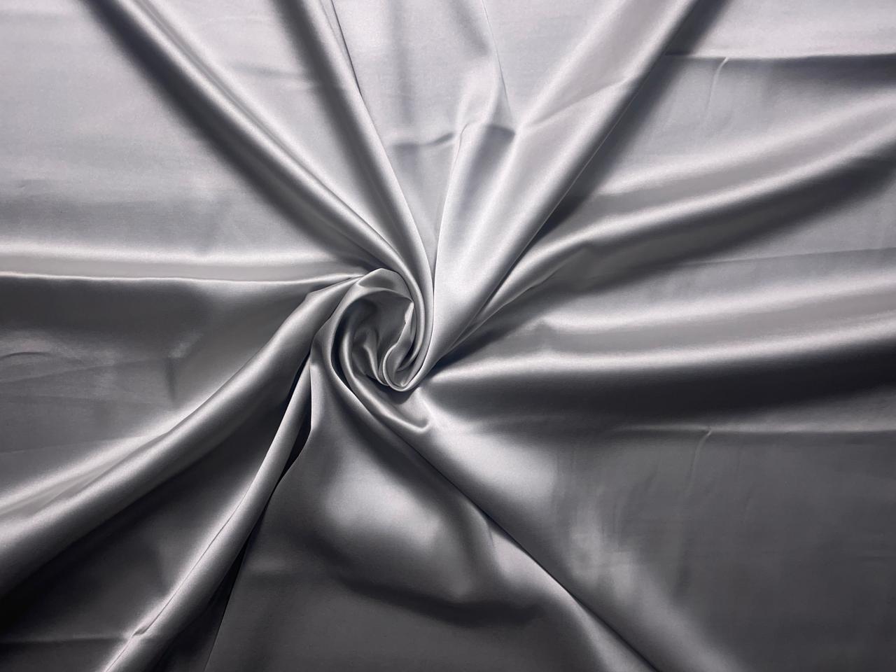 Light Grey Plain Armani Satin Lycra Fabric KTEX