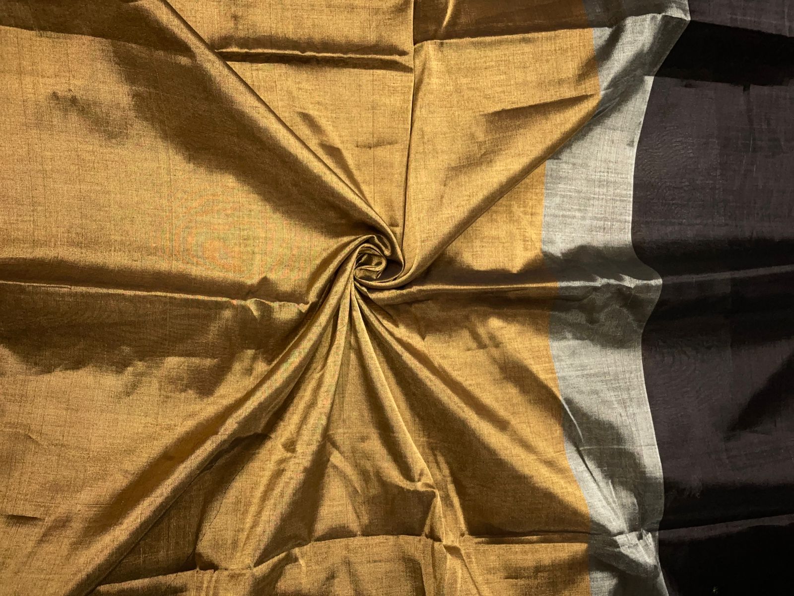 Black & Gold Stripes Pure Silk Tissue Fabric KTEX