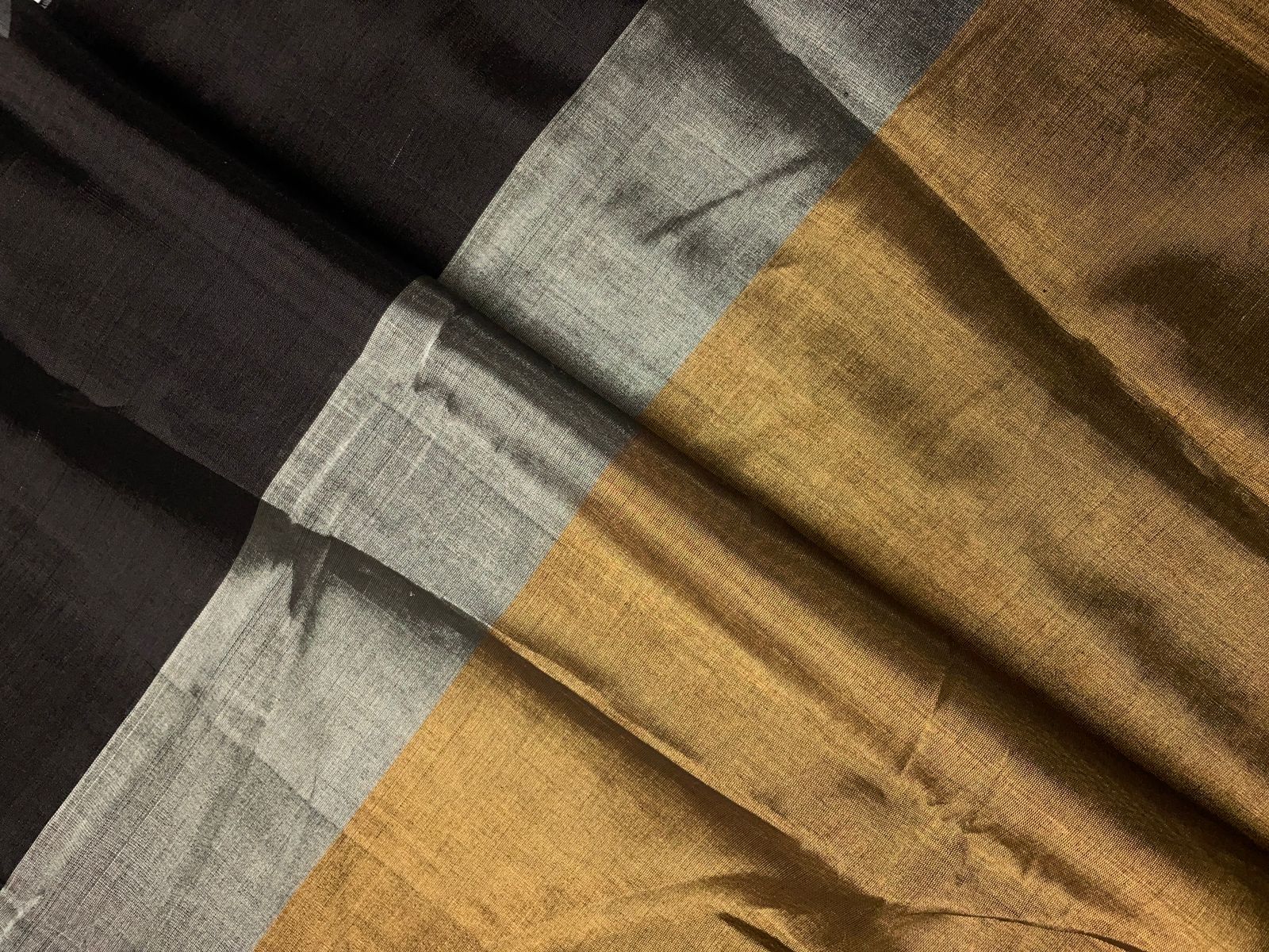 Black & Gold Stripes Pure Silk Tissue Fabric KTEX