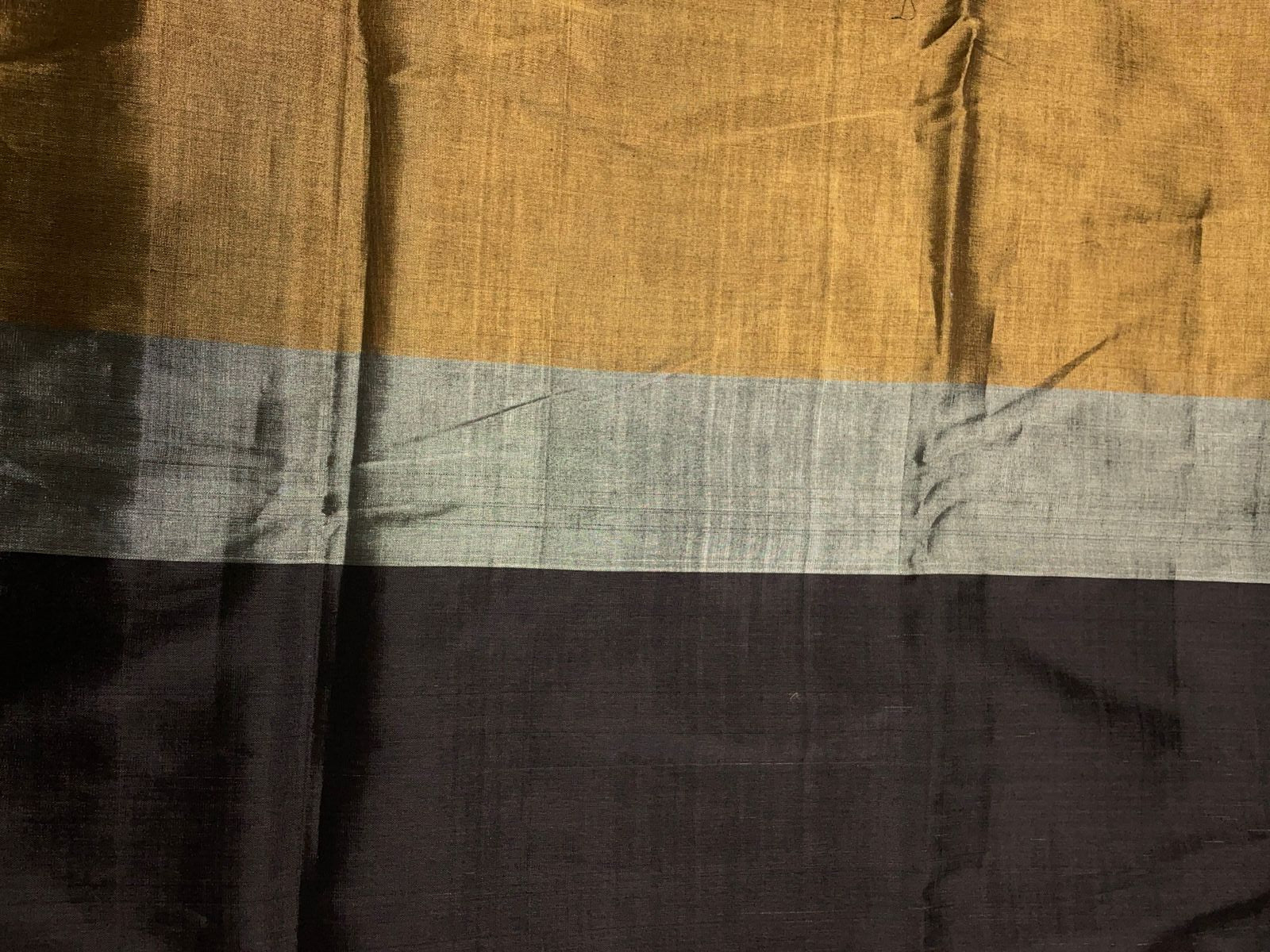 Black & Gold Stripes Pure Silk Tissue Fabric KTEX