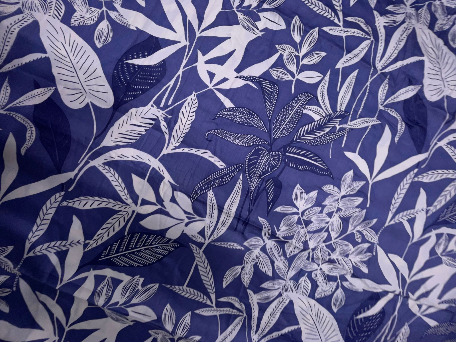 Blue & White Floral Modal Satin Fabric KTEX