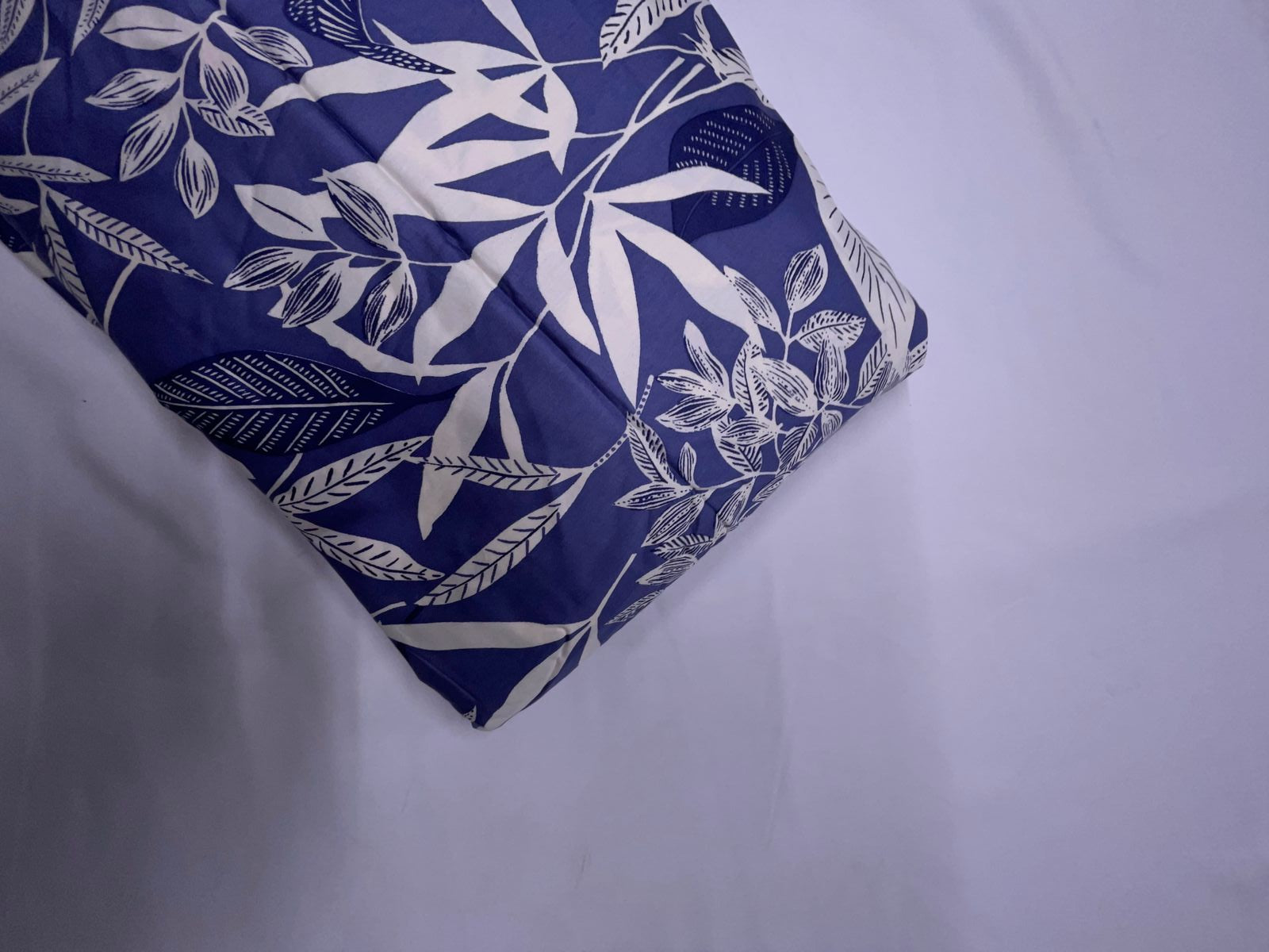 Blue & White Floral Modal Satin Fabric KTEX