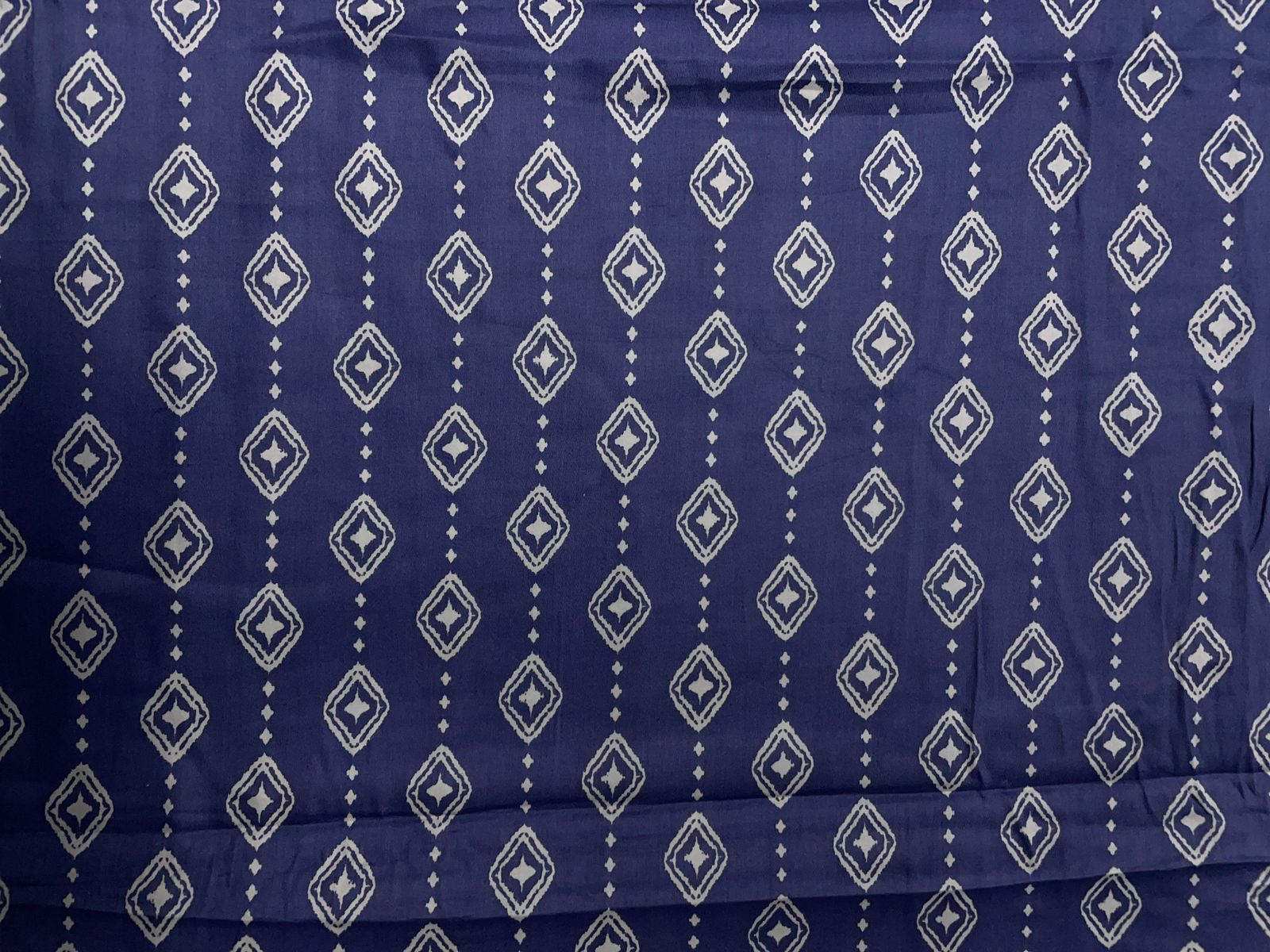 Blue & White Abstract Modal Satin Fabric KTEX