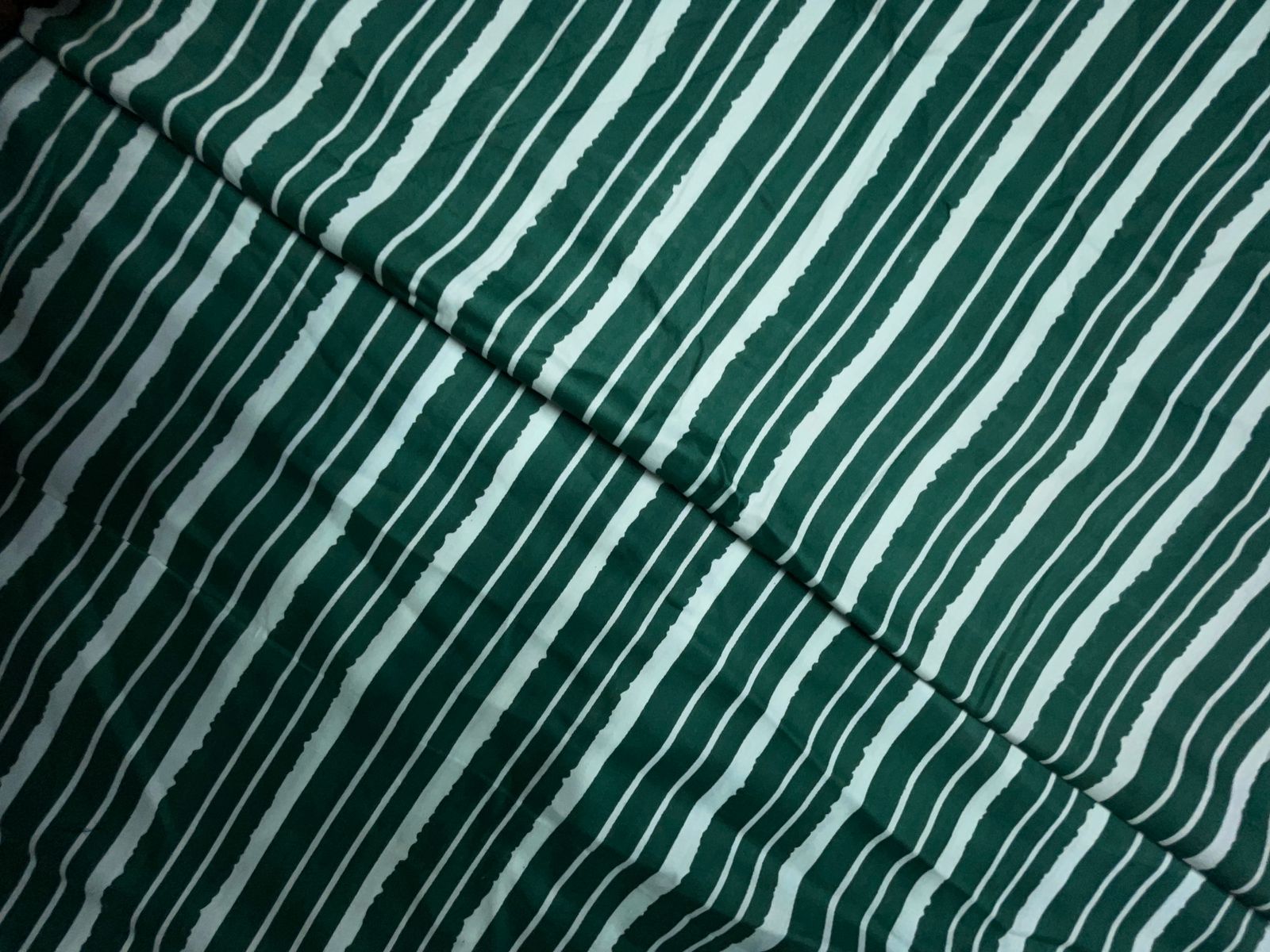 Green & White Stripes Modal Satin Fabric KTEX