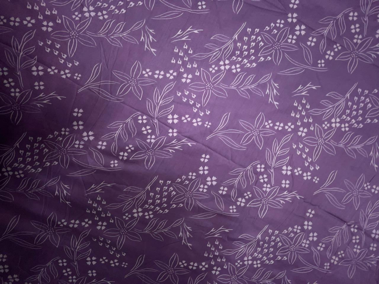 Lilac & White Floral Modal Satin Fabric KTEX