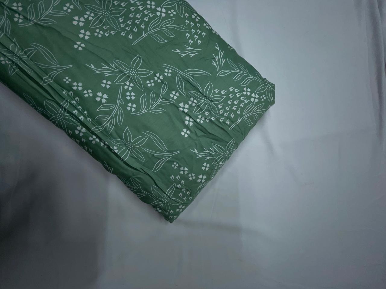 Sea Green & White Floral Modal Satin Fabric KTEX