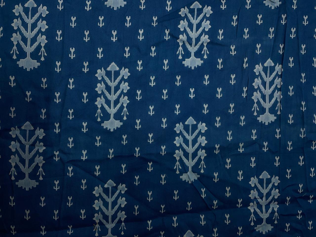 Blue Abstract Modal Satin Fabric KTEX