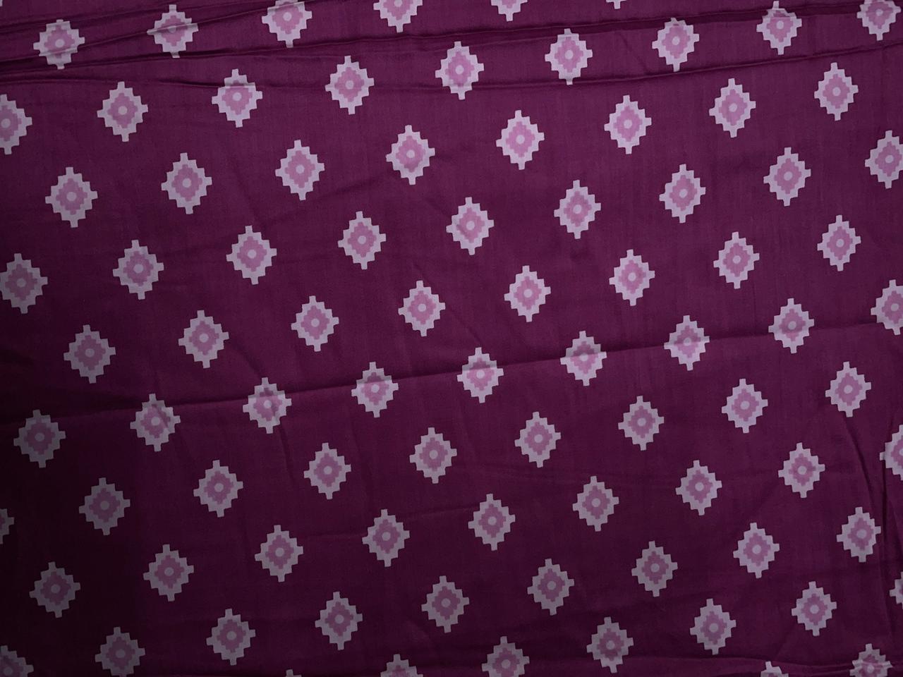 Deep & Magenta Geometric Modal Satin Fabric KTEX