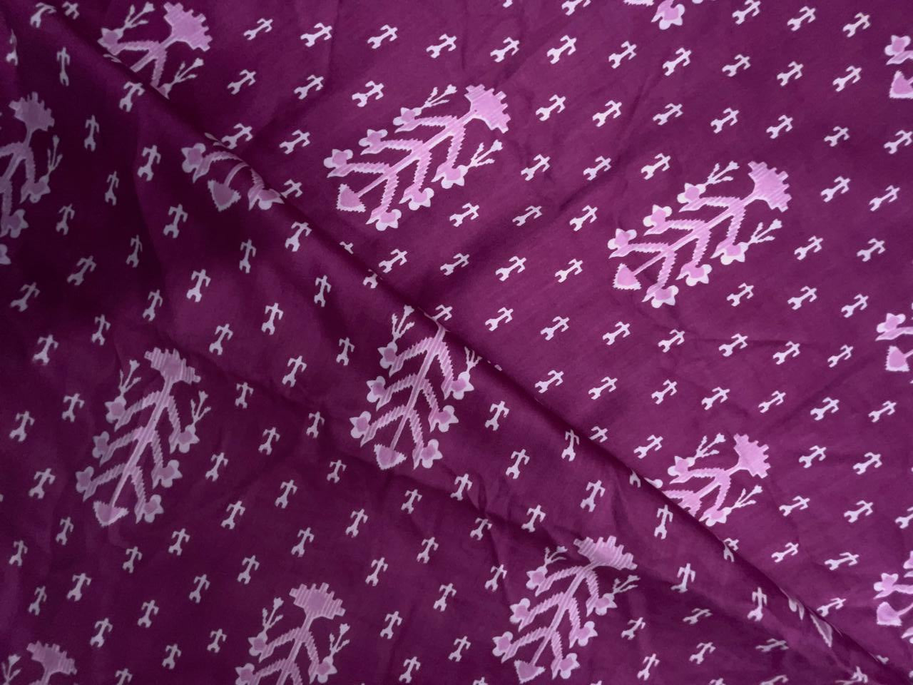 Deep & Magenta Abstract Modal Satin Fabric KTEX