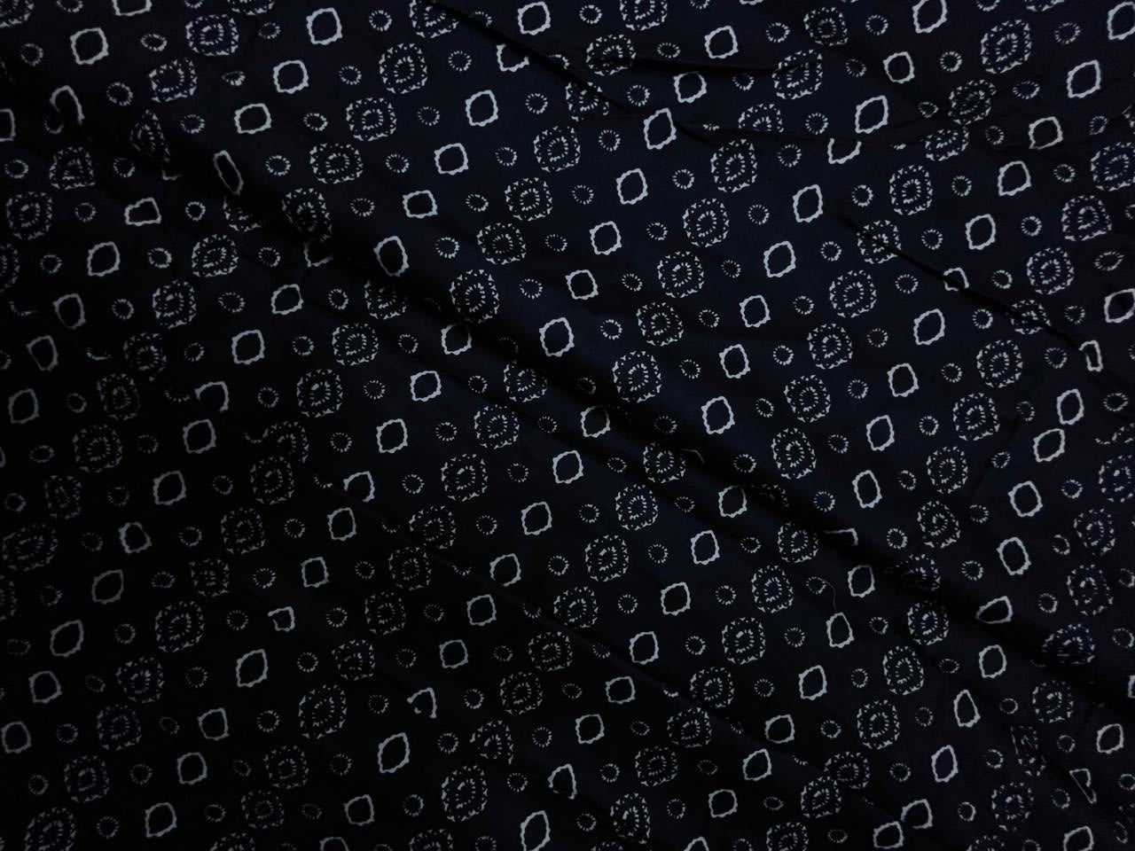 Black & White Geometric Modal Satin Fabric KTEX