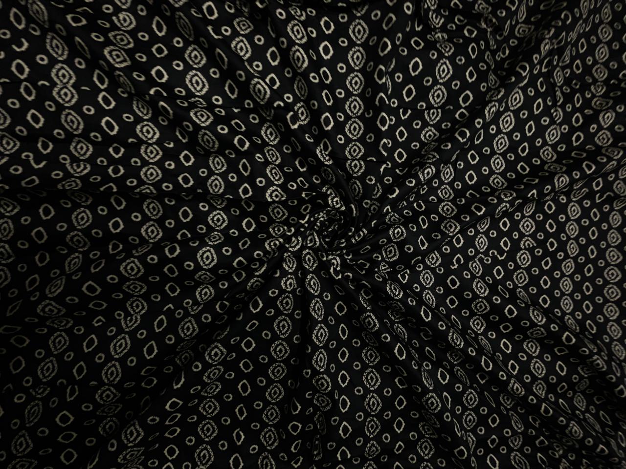 Black & White Geometric Modal Satin Fabric KTEX