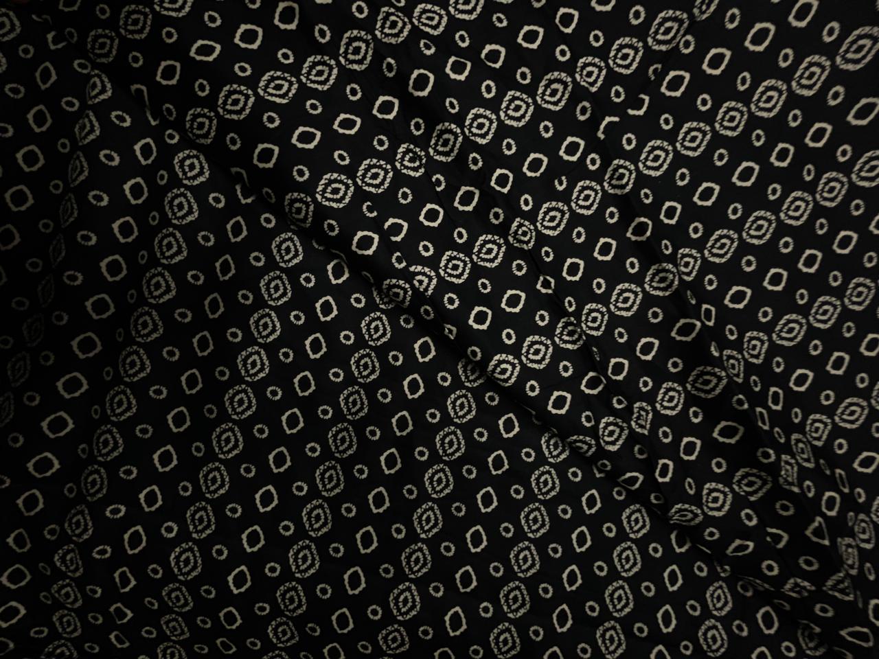 Black & White Geometric Modal Satin Fabric KTEX