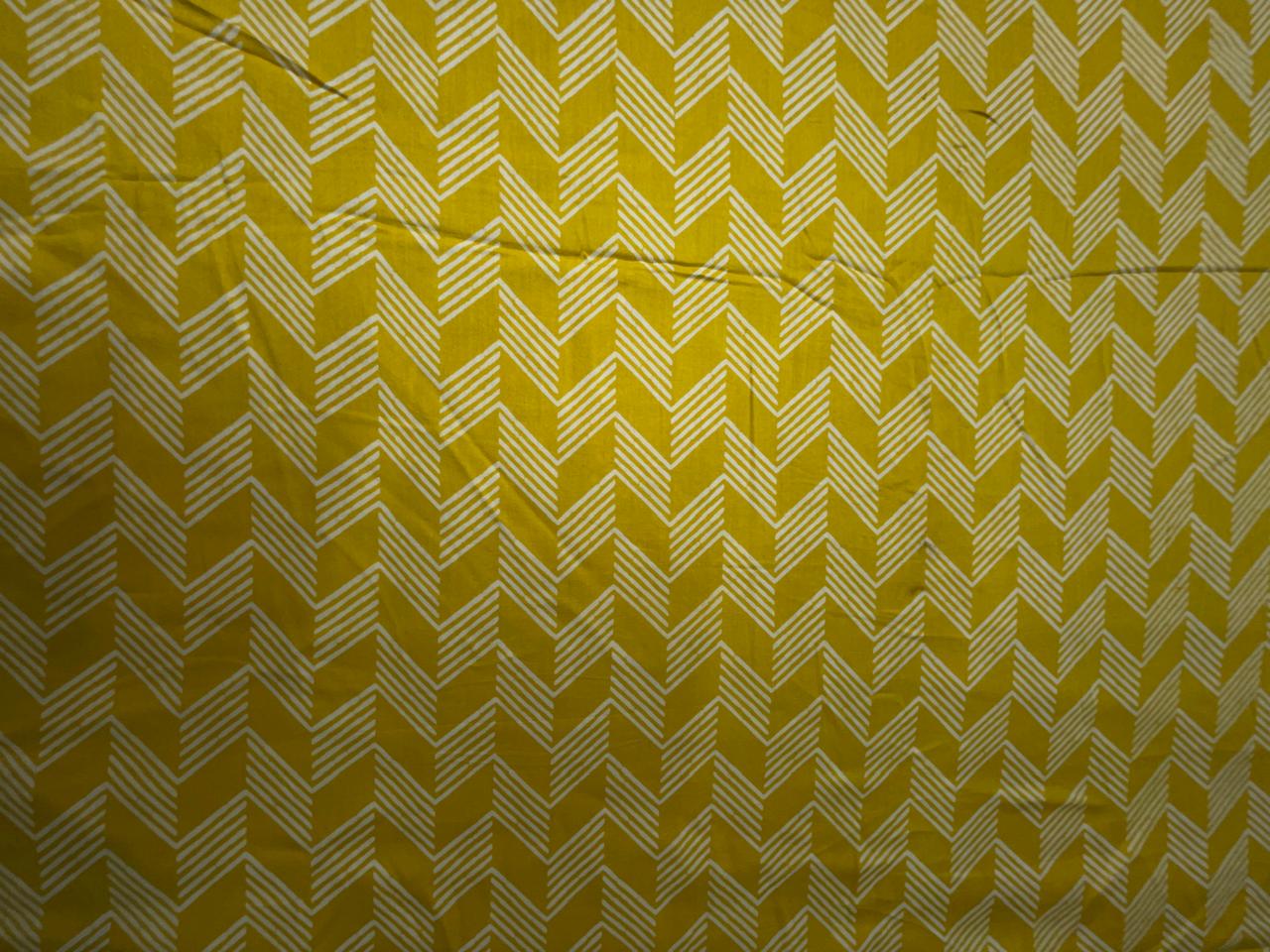 Yellow & White Geometric Modal Satin Fabric KTEX