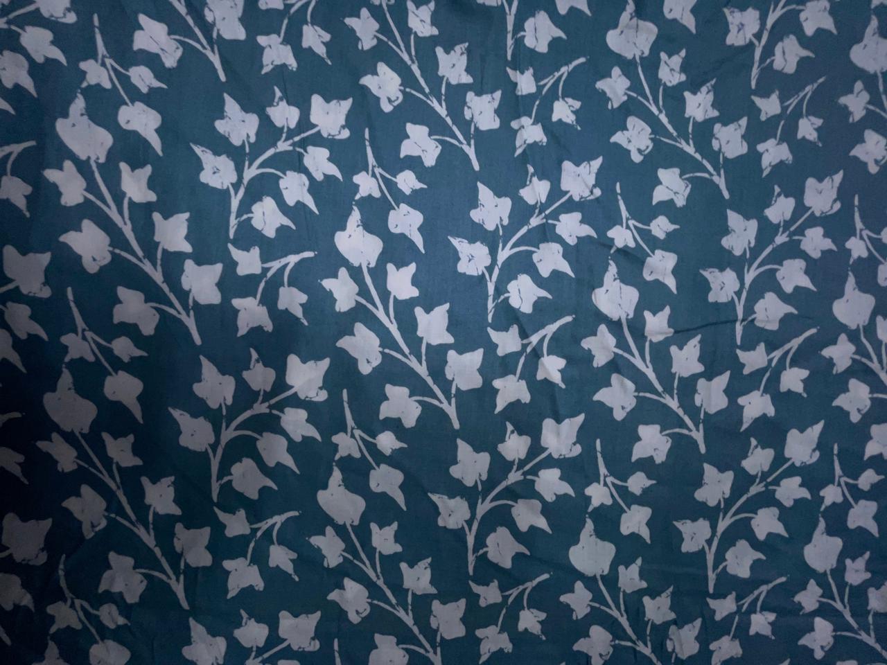 Greysblue & White Floral Modal Satin Fabric KTEX