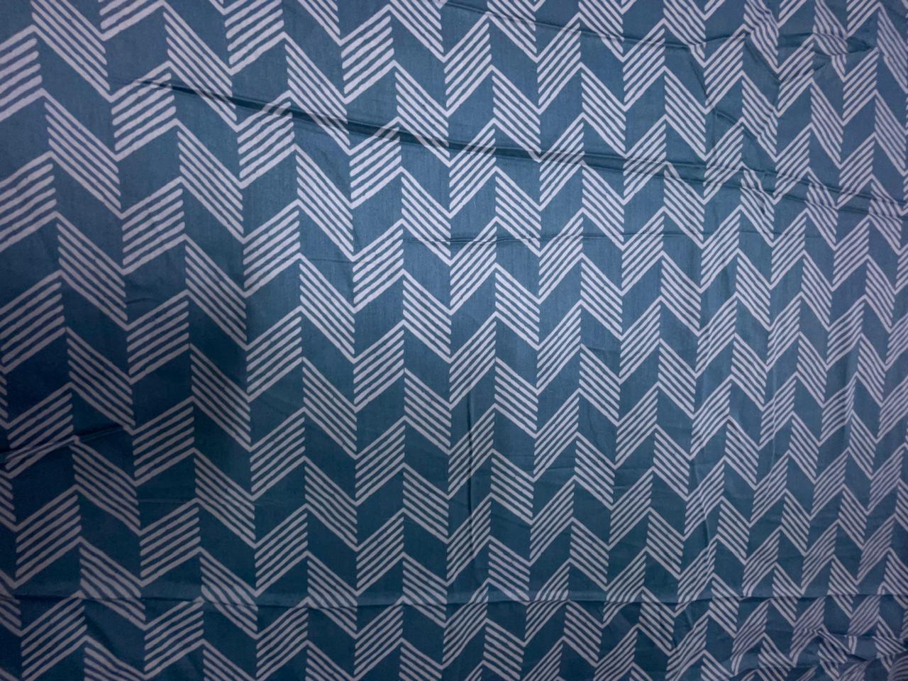 Greysblue & White Geometric Modal Satin Fabric KTEX