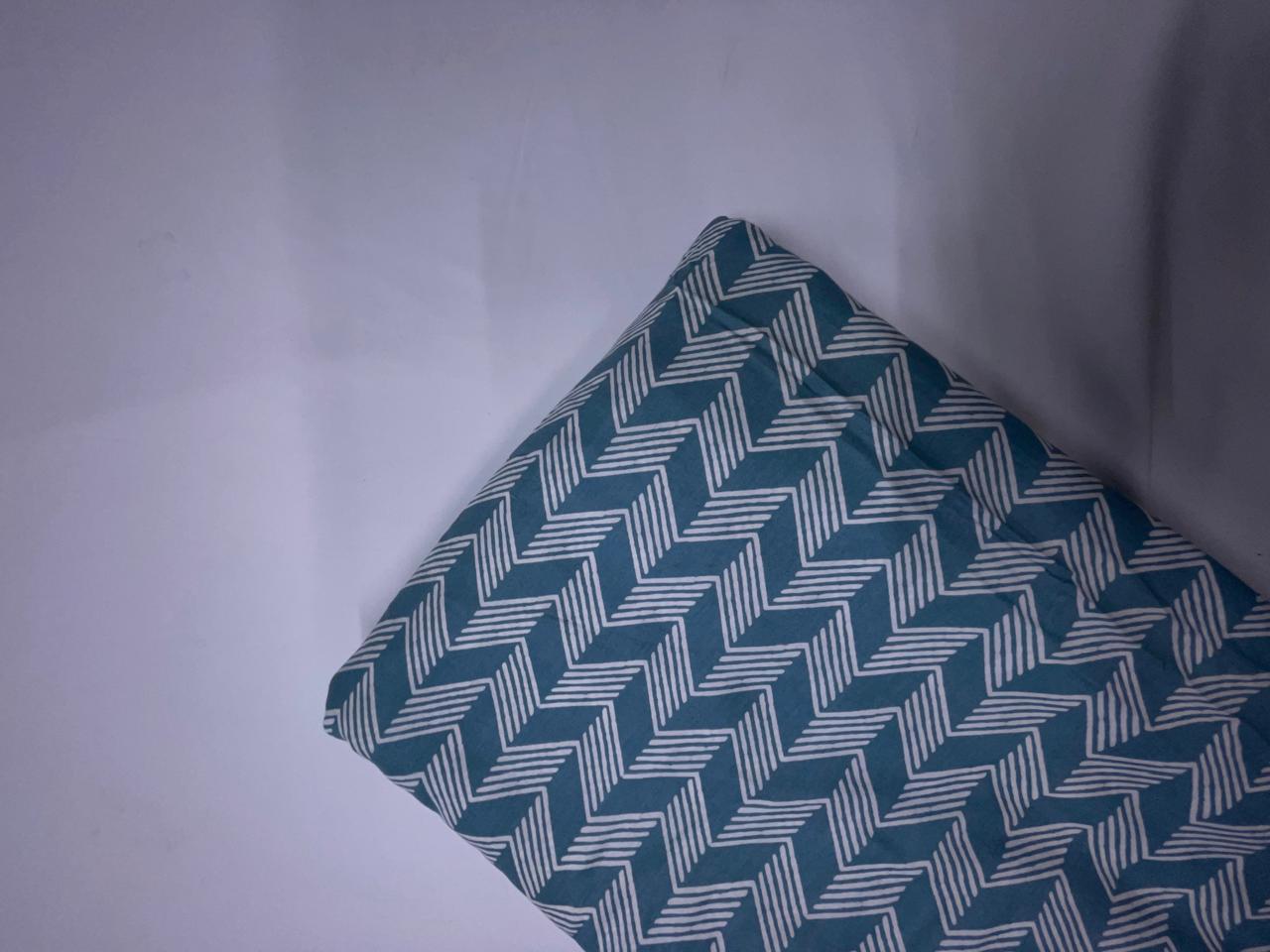 Greysblue & White Geometric Modal Satin Fabric KTEX