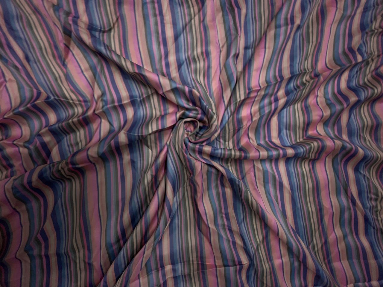 Multicolor Stripes Georgette Satin Fabric KTEX
