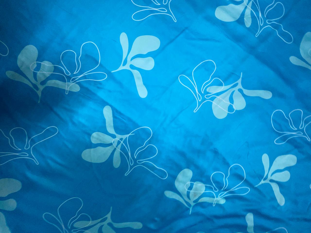 Sky Blue Floral Georgette Satin Fabric KTEX