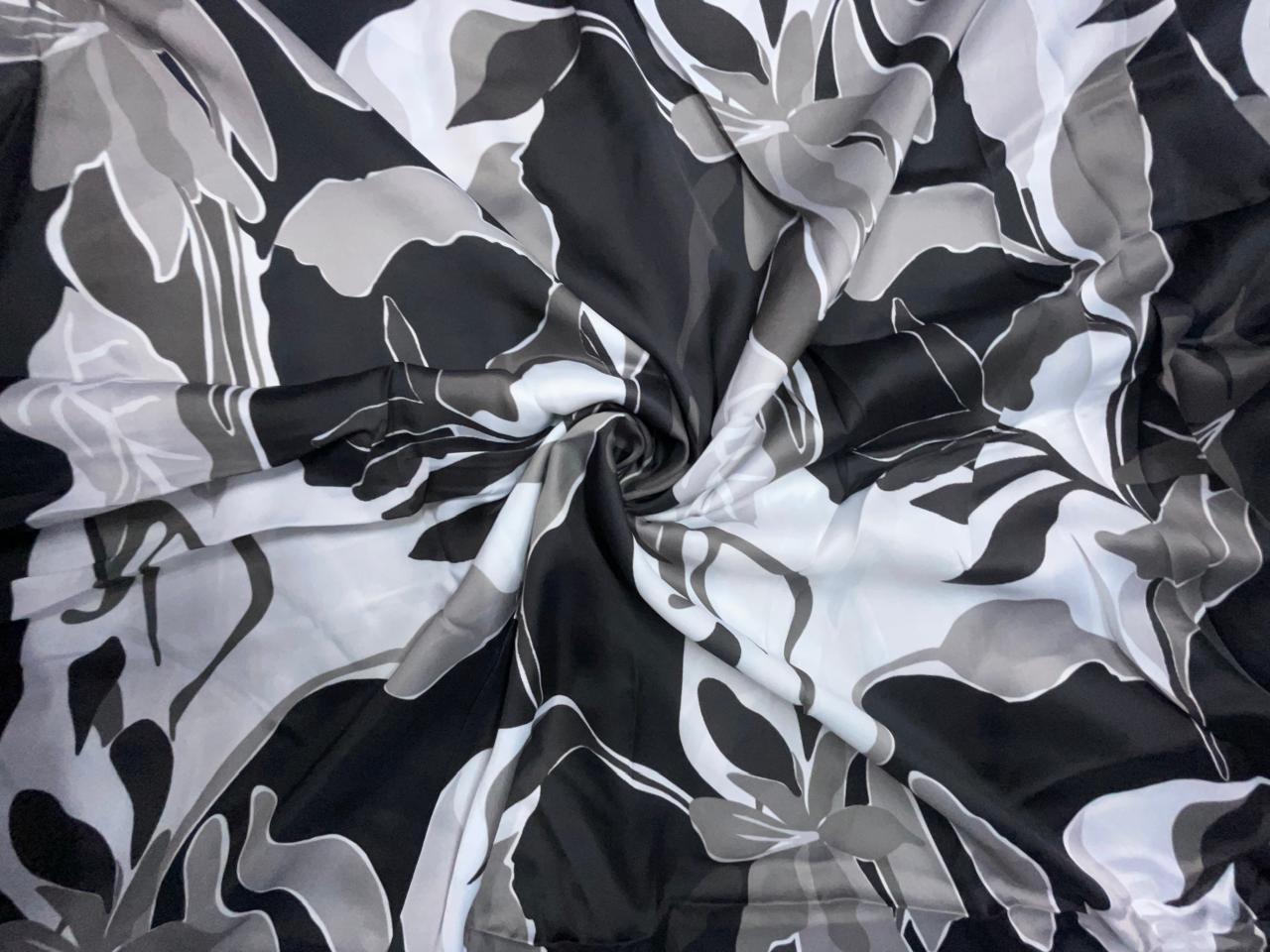 Multicolor Abstract Georgette Satin Fabric KTEX