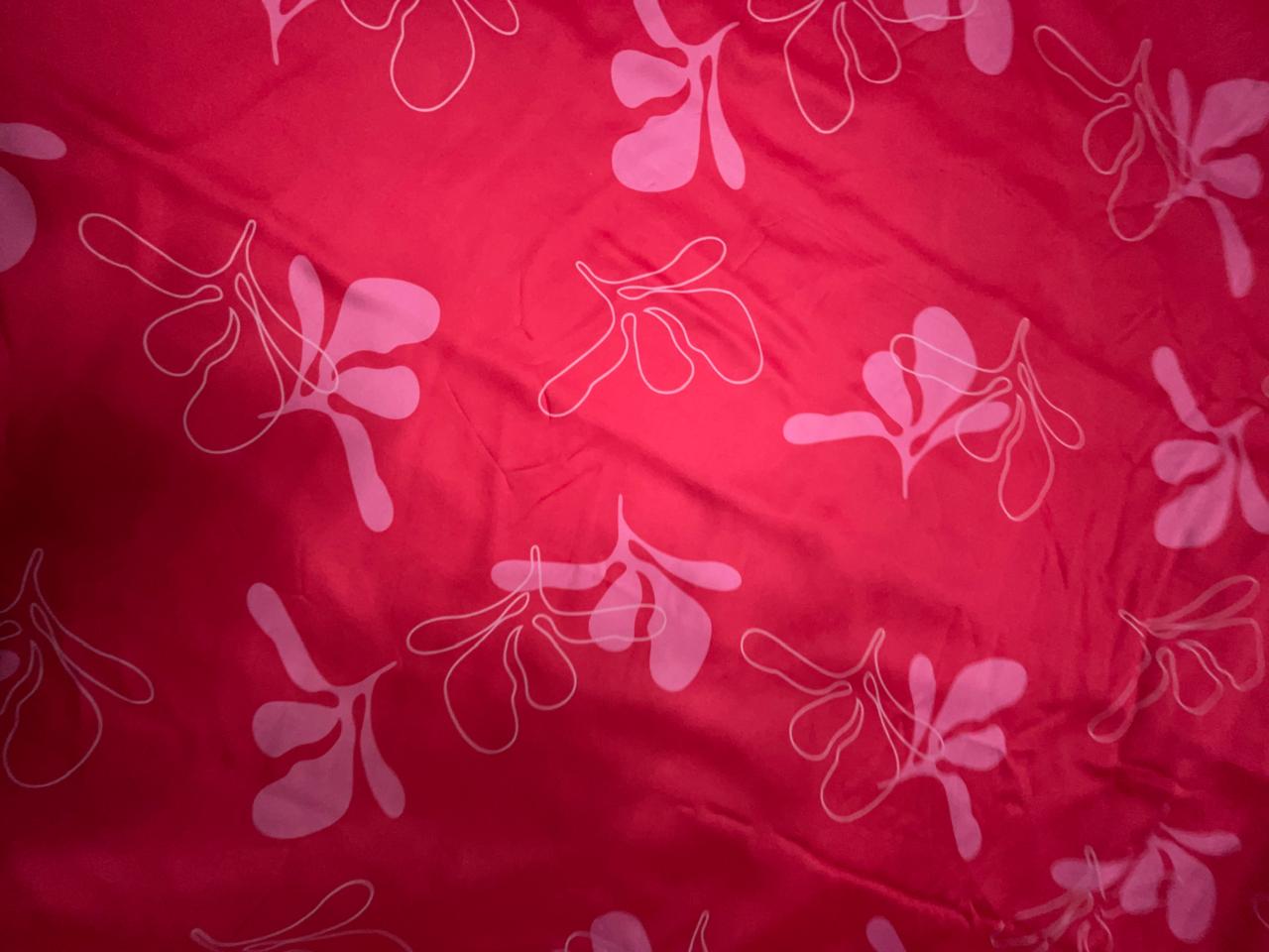 Light Red Floral Georgette Satin Fabric KTEX