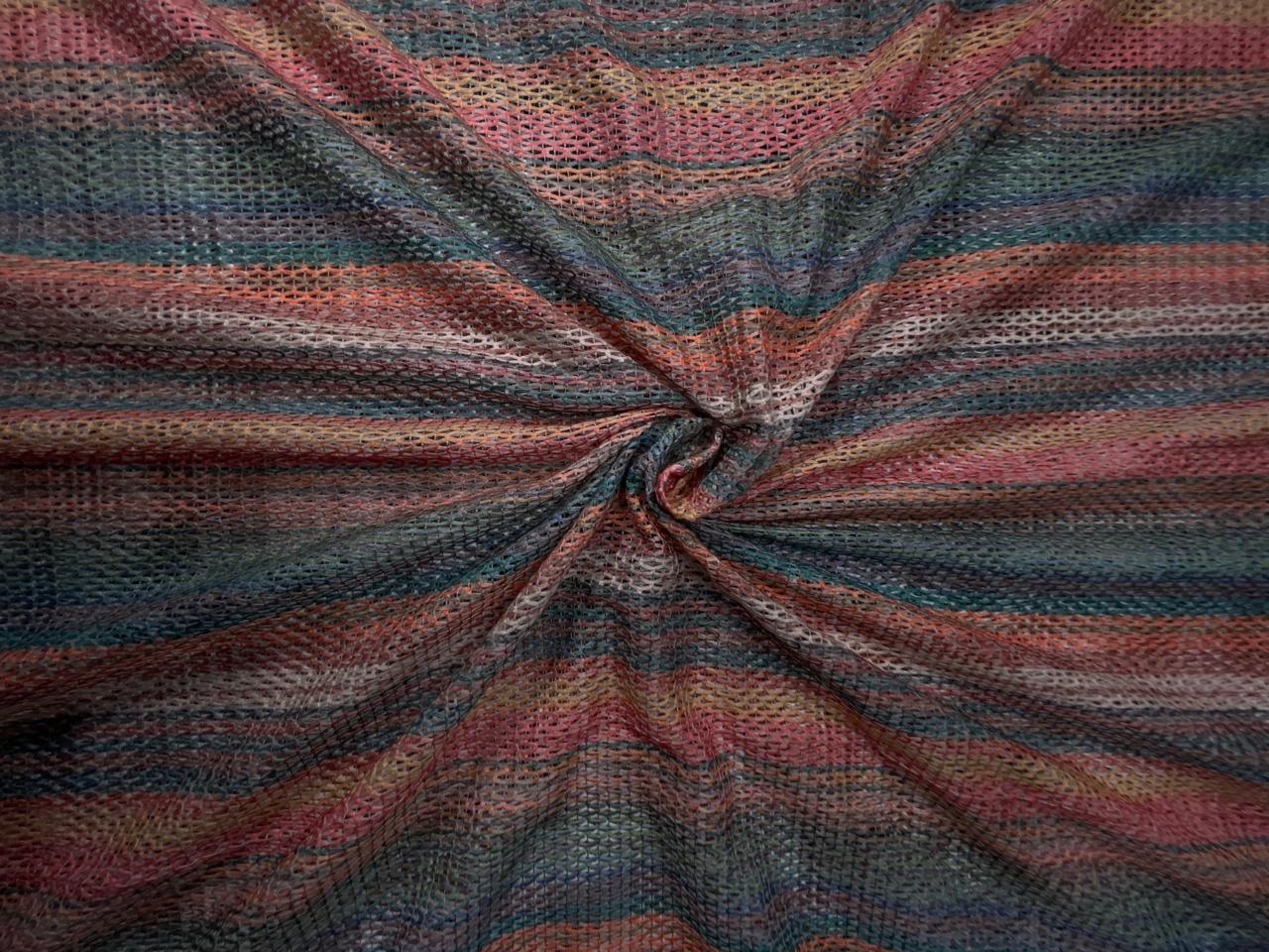 Multicolor Stripes Cotton Crochet Fabric KTEX