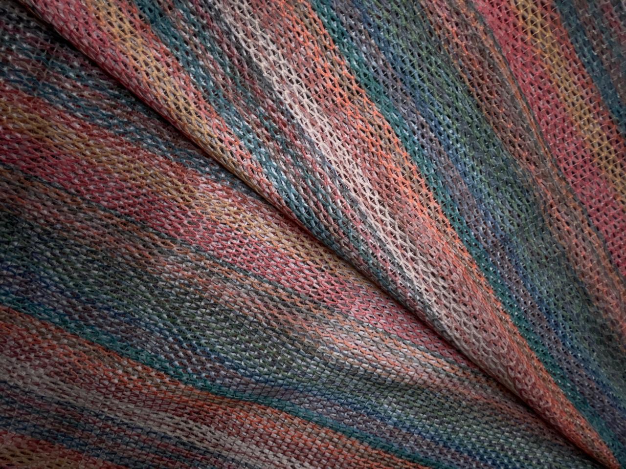 Multicolor Stripes Cotton Crochet Fabric KTEX