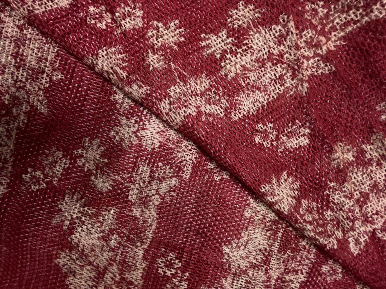 Red Abstract Cotton Crochet Fabric KTEX
