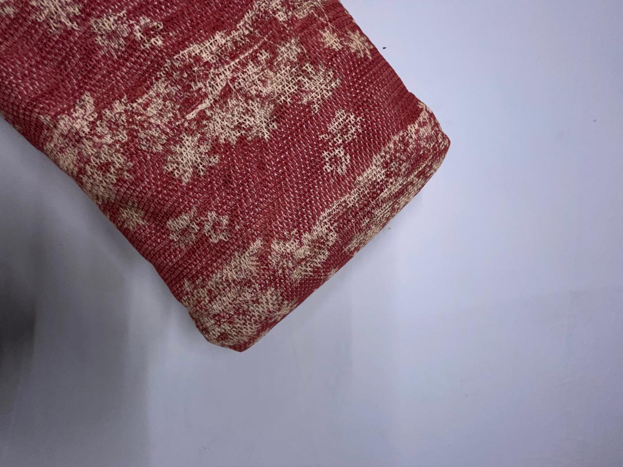 Red Abstract Cotton Crochet Fabric KTEX