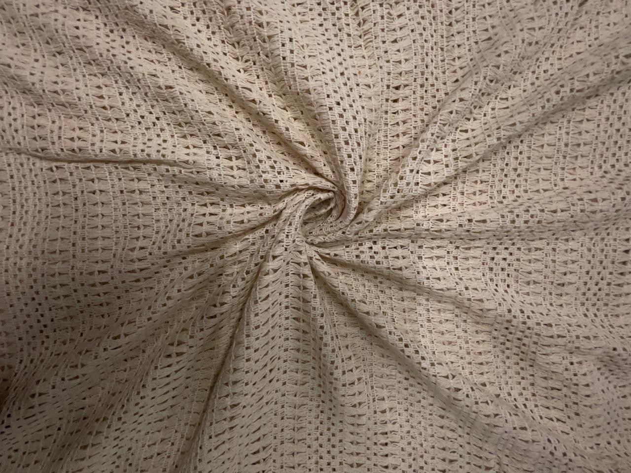 Cream Color Cotton Crochet Fabric KTEX