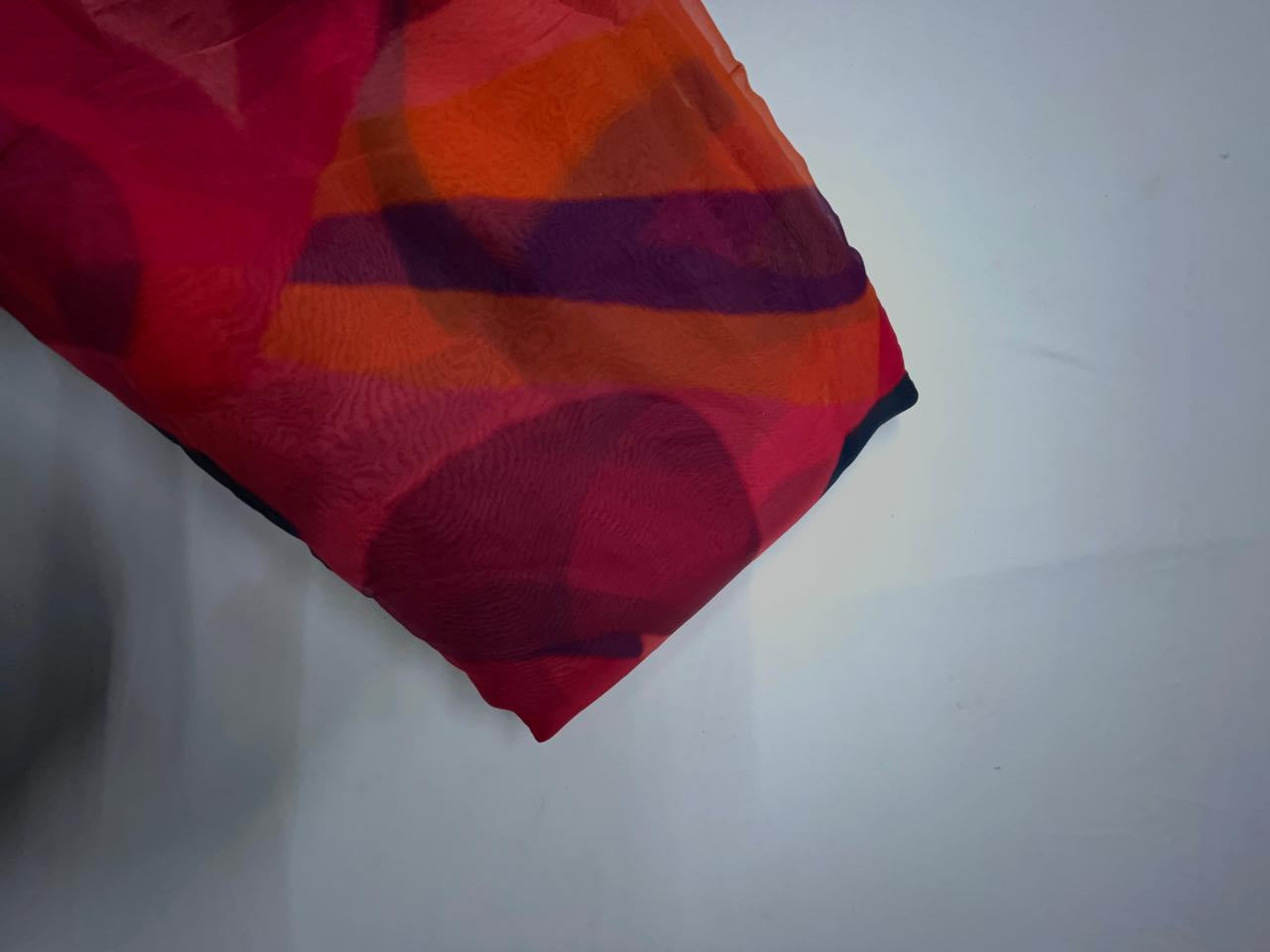 Multicolor Abstract Viscose Organza Fabric KTEX