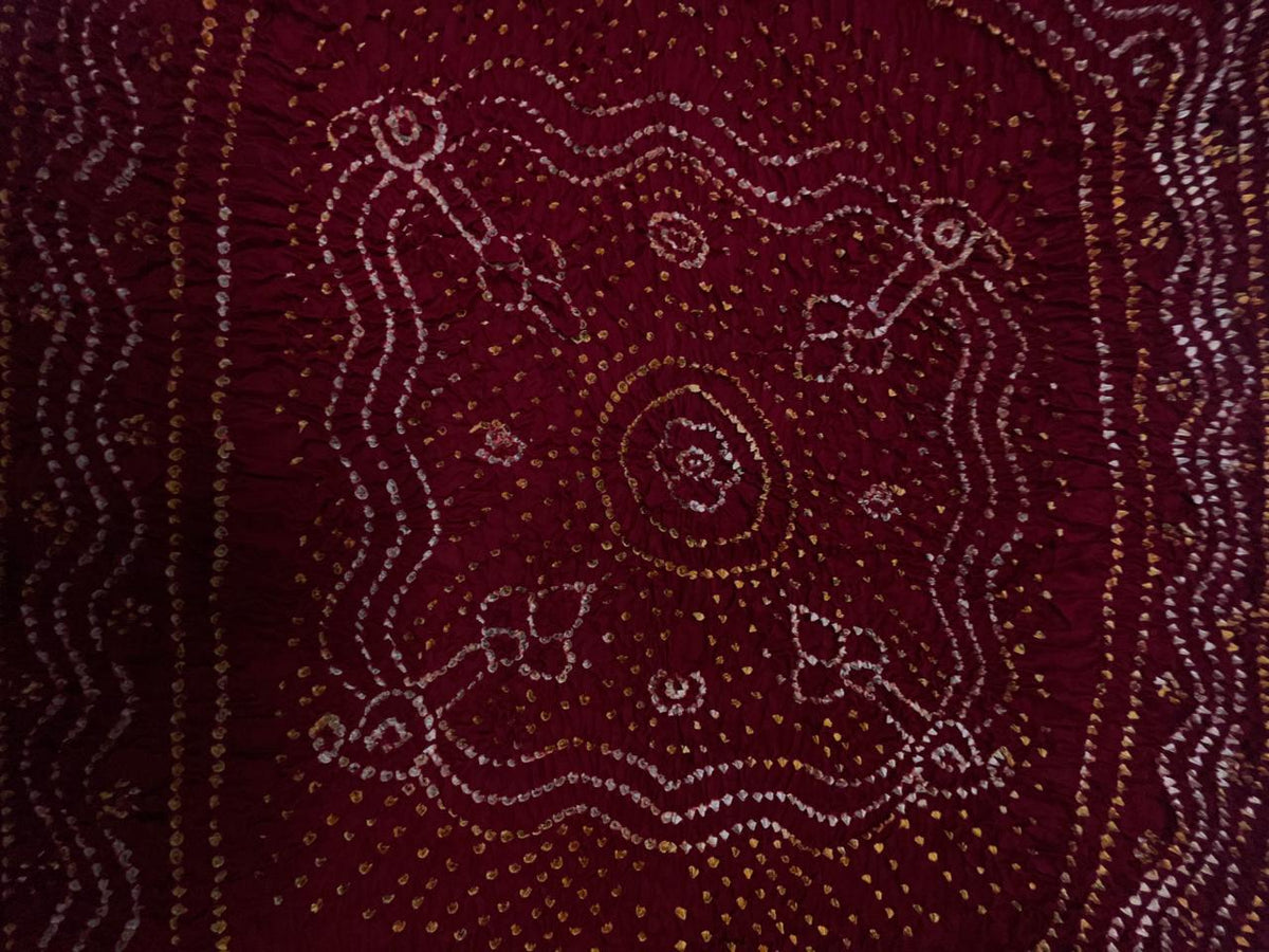 Maroon Pure Bandhani Dupatta Fabric KTEX