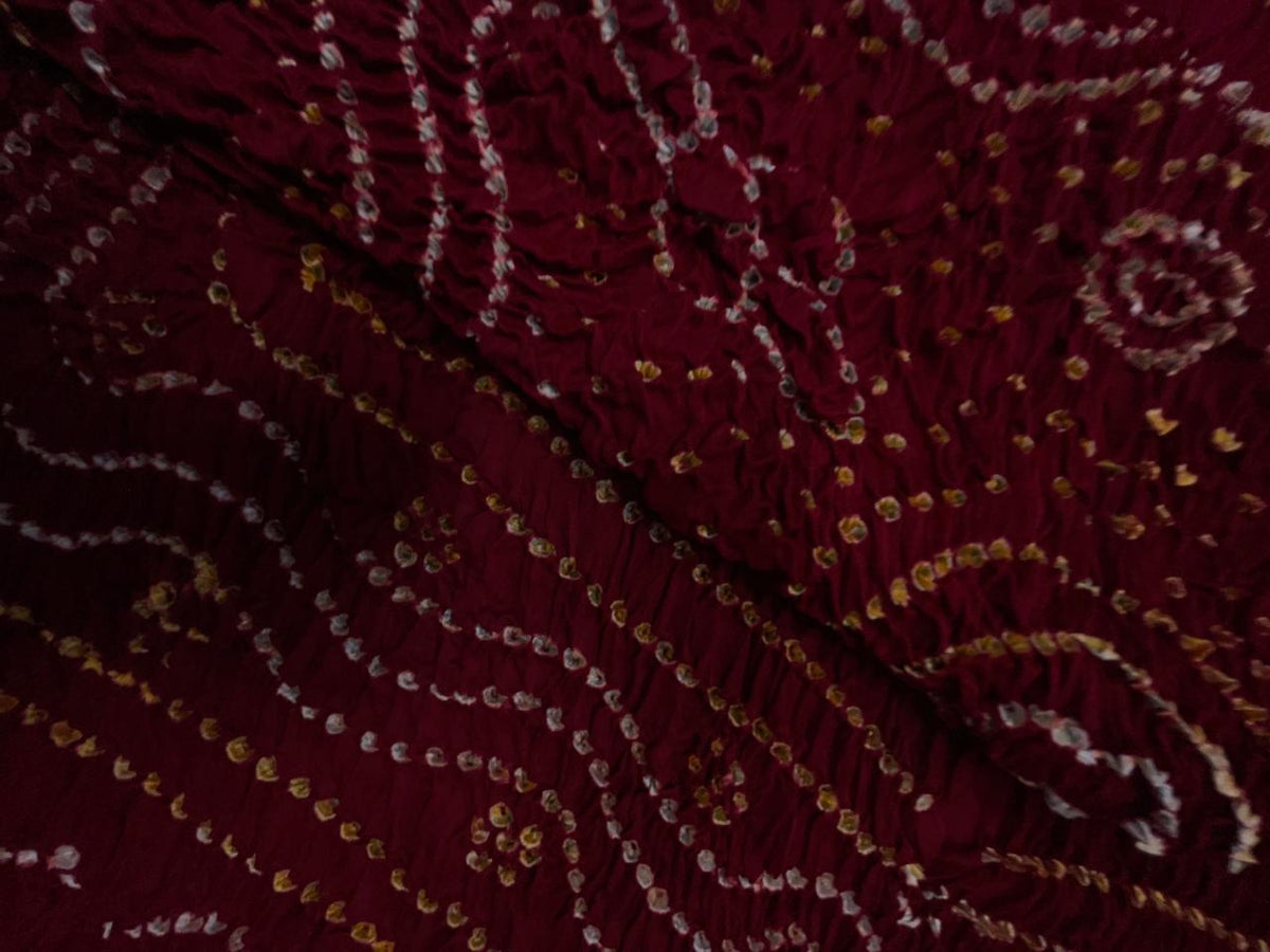 Maroon Pure Bandhani Dupatta Fabric KTEX