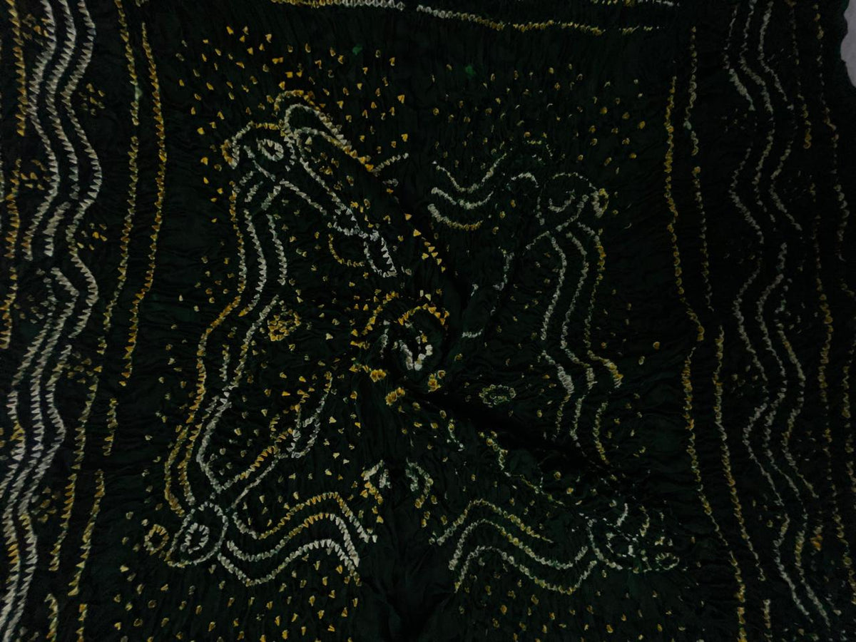 Bottle Green Pure Bandhani Dupatta Fabric KTEX