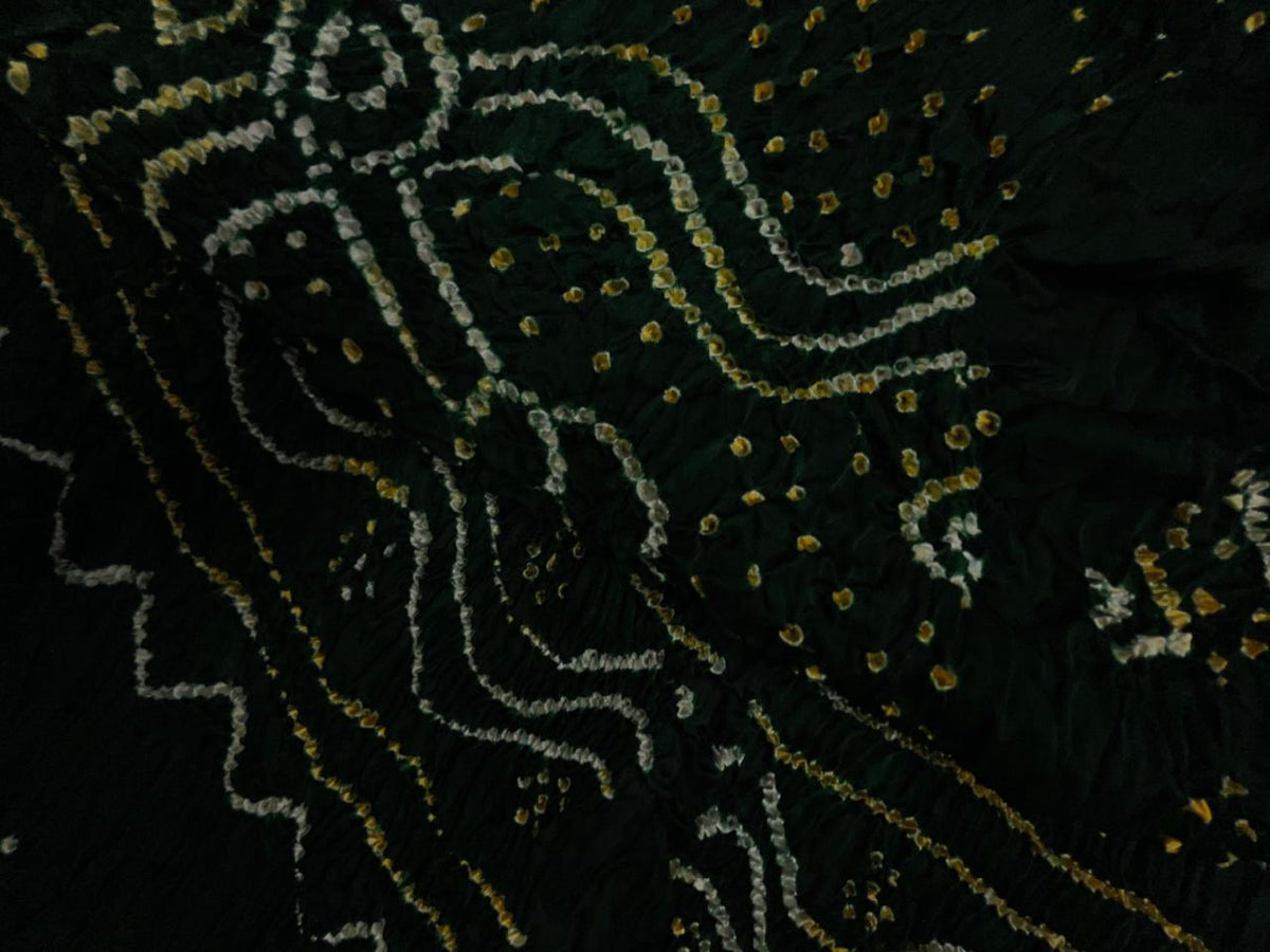 Bottle Green Pure Bandhani Dupatta Fabric KTEX