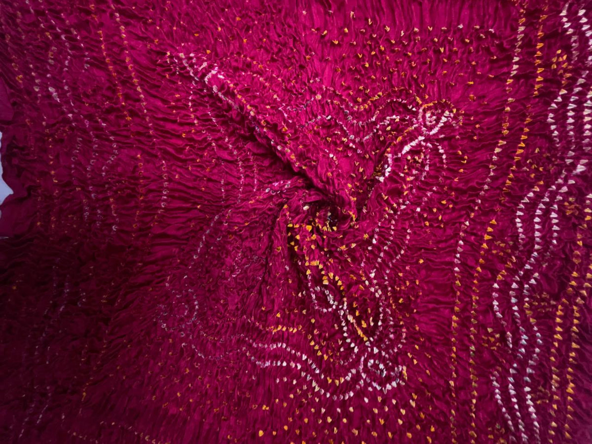 Magenta Pure Bandhani Dupatta Fabric KTEX