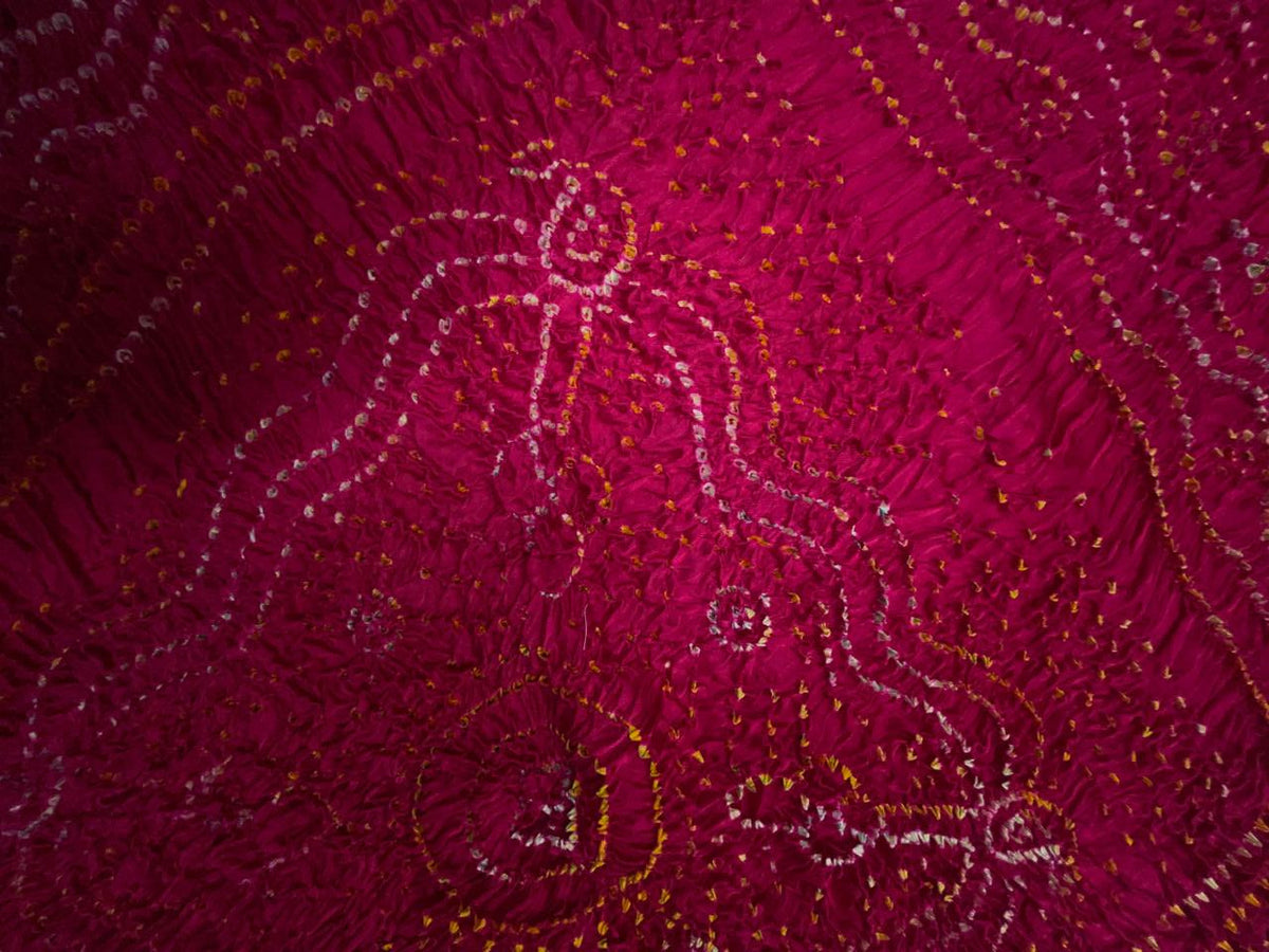 Magenta Pure Bandhani Dupatta Fabric KTEX