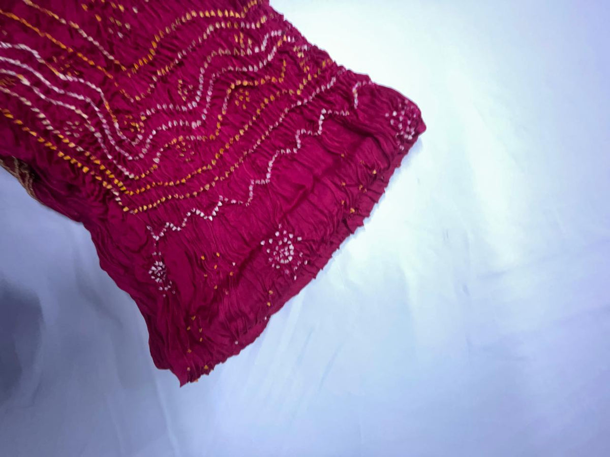 Magenta Pure Bandhani Dupatta Fabric KTEX