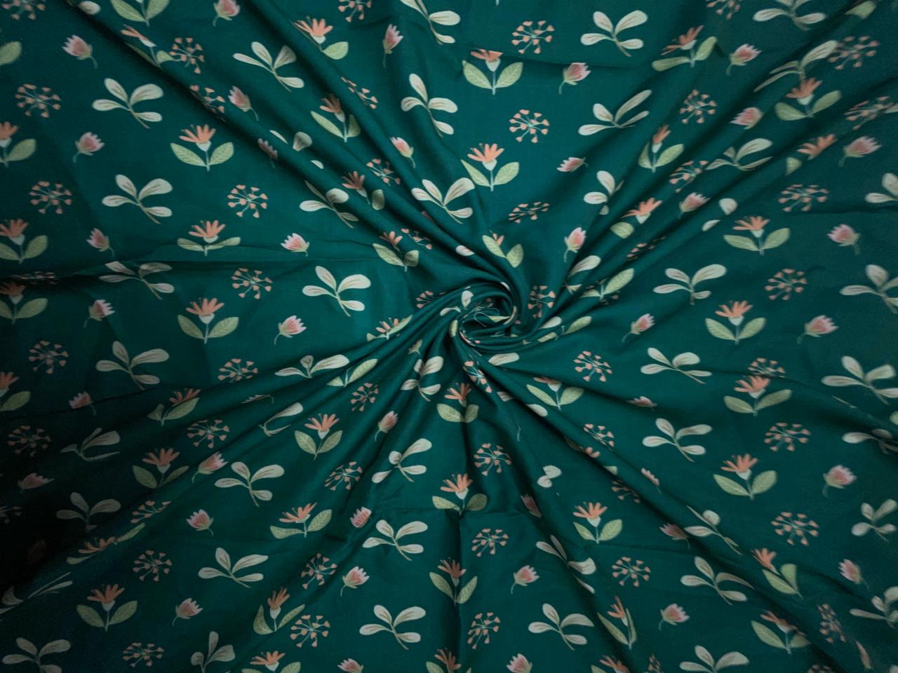 Green Floral Muslin Fabric KTEX
