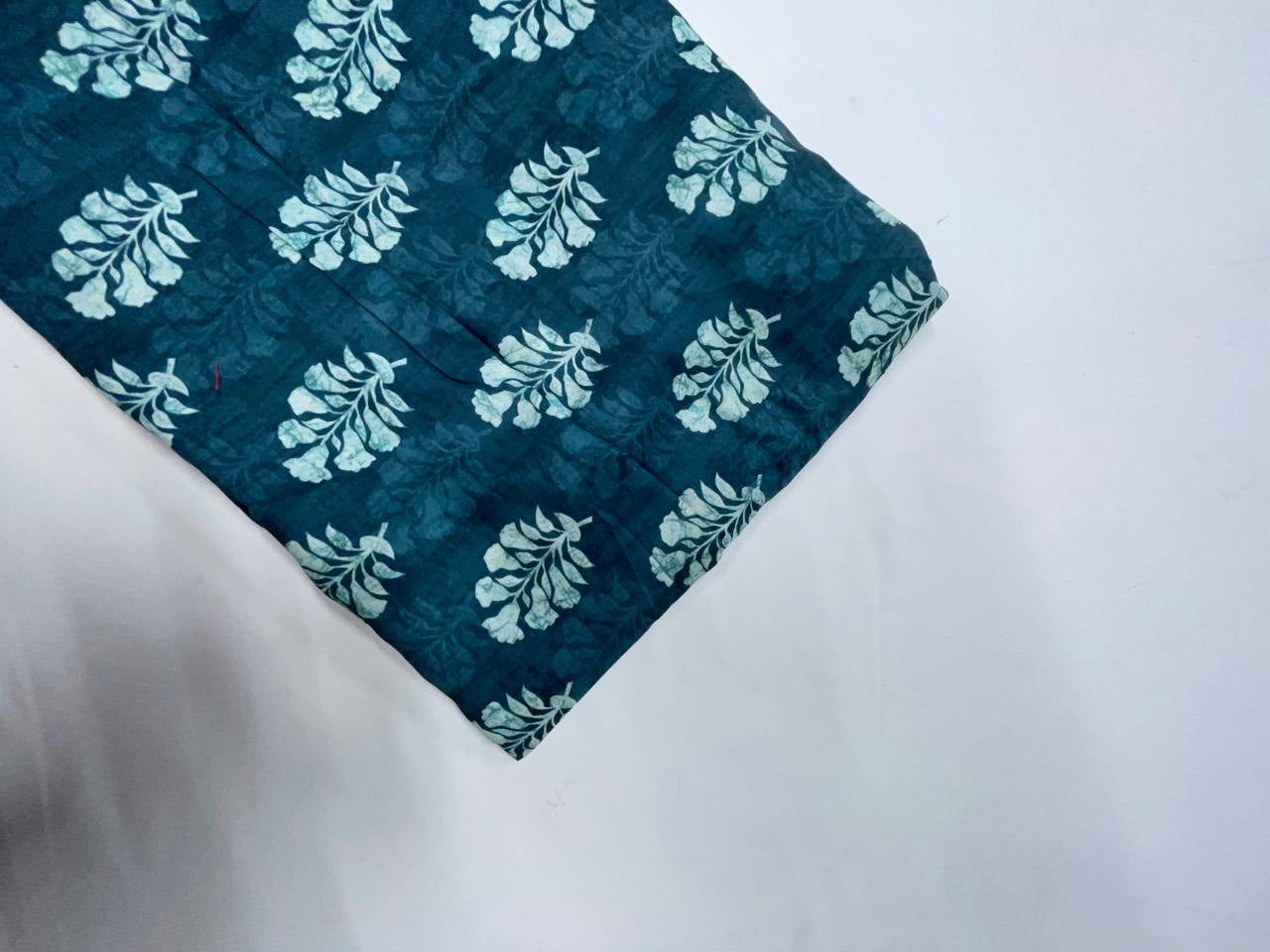 Dark Teal Green Floral Muslin Fabric KTEX