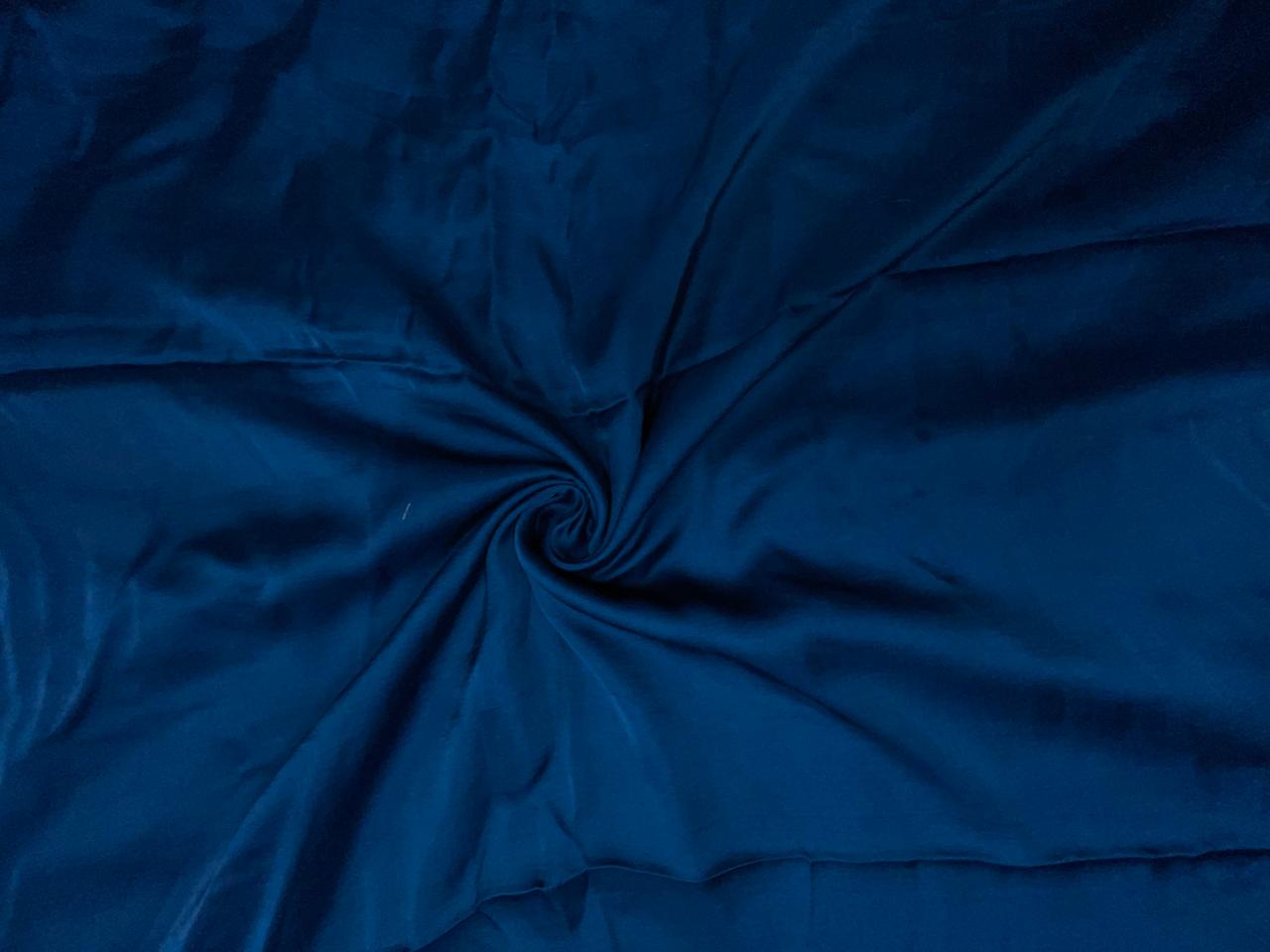 Dark Peacock Blue Plain Mastani Silk Fabric KTEX