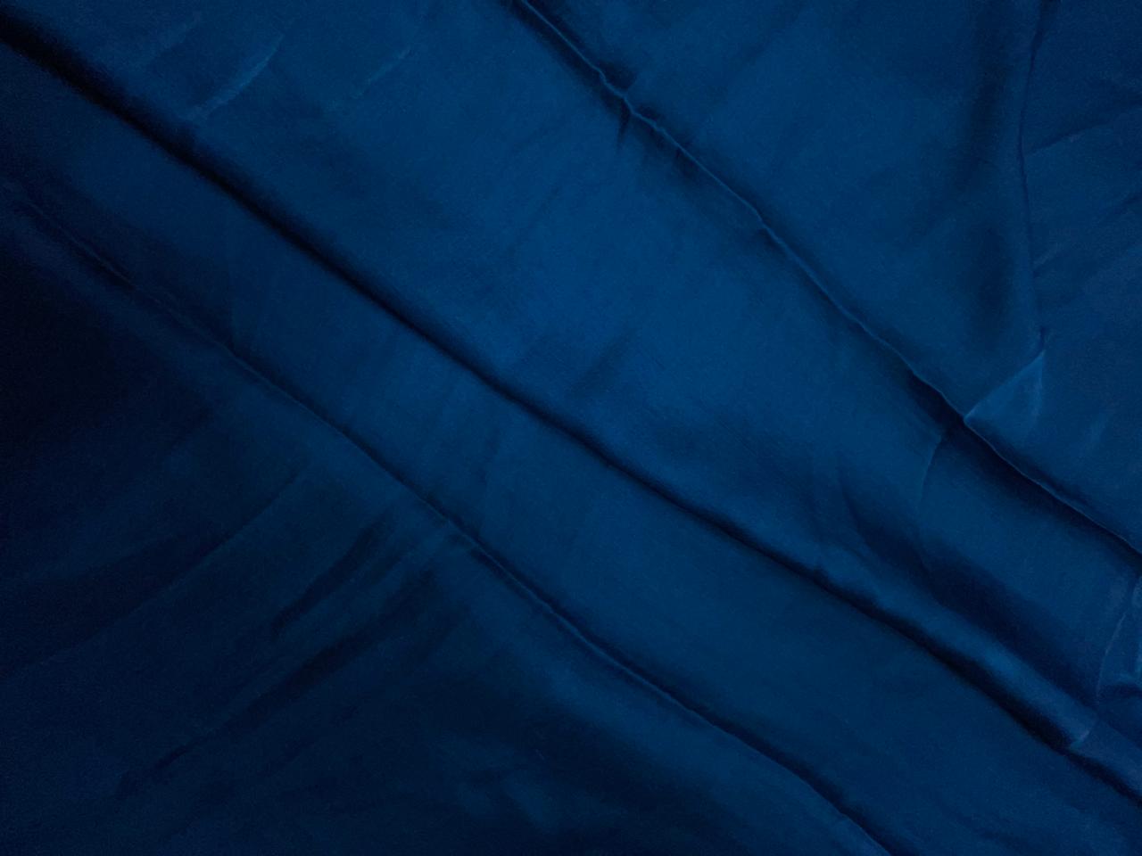 Dark Peacock Blue Plain Mastani Silk Fabric KTEX