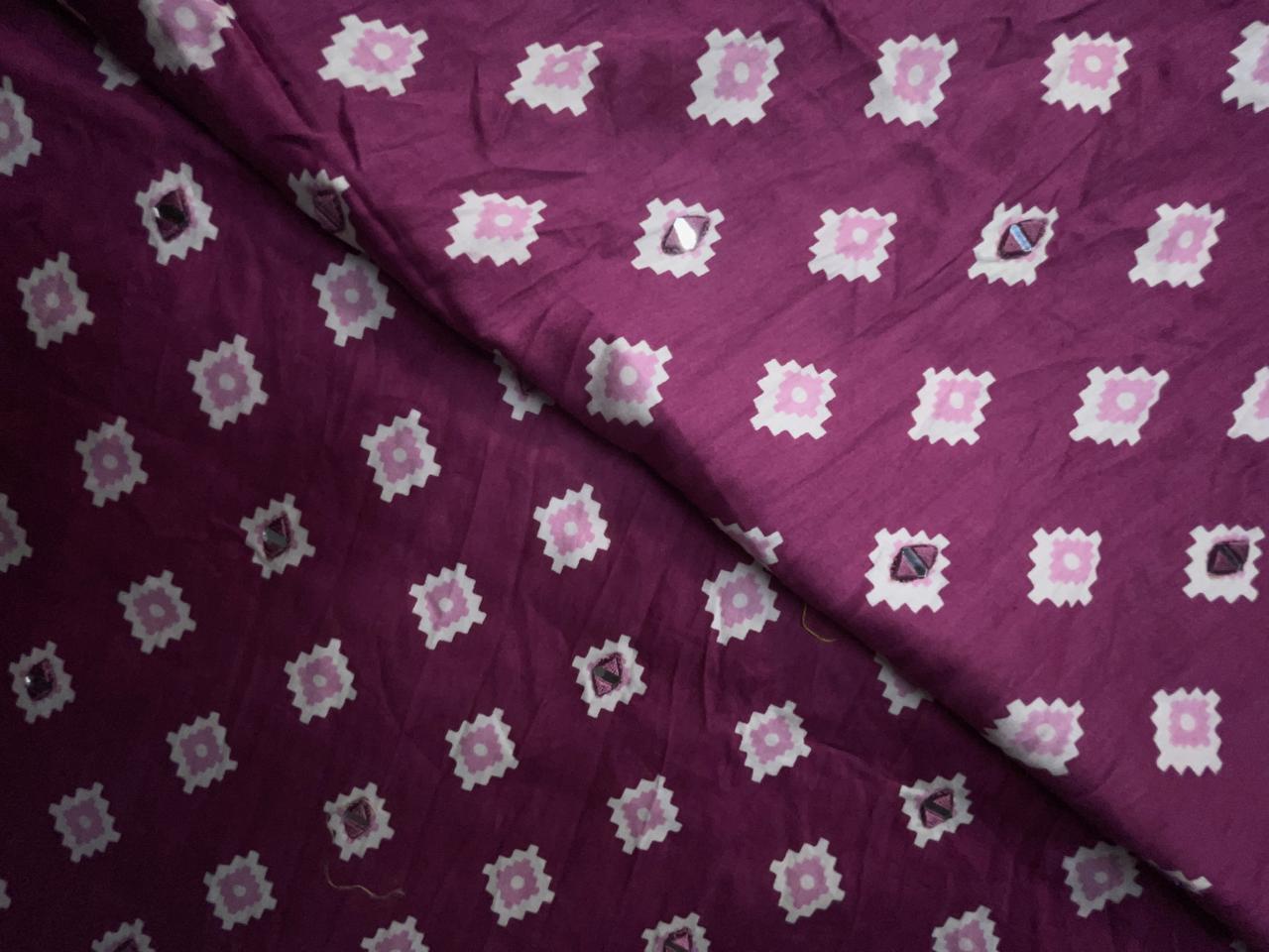 Deep Magenta Geometric Modal Satin Fabric KTEX