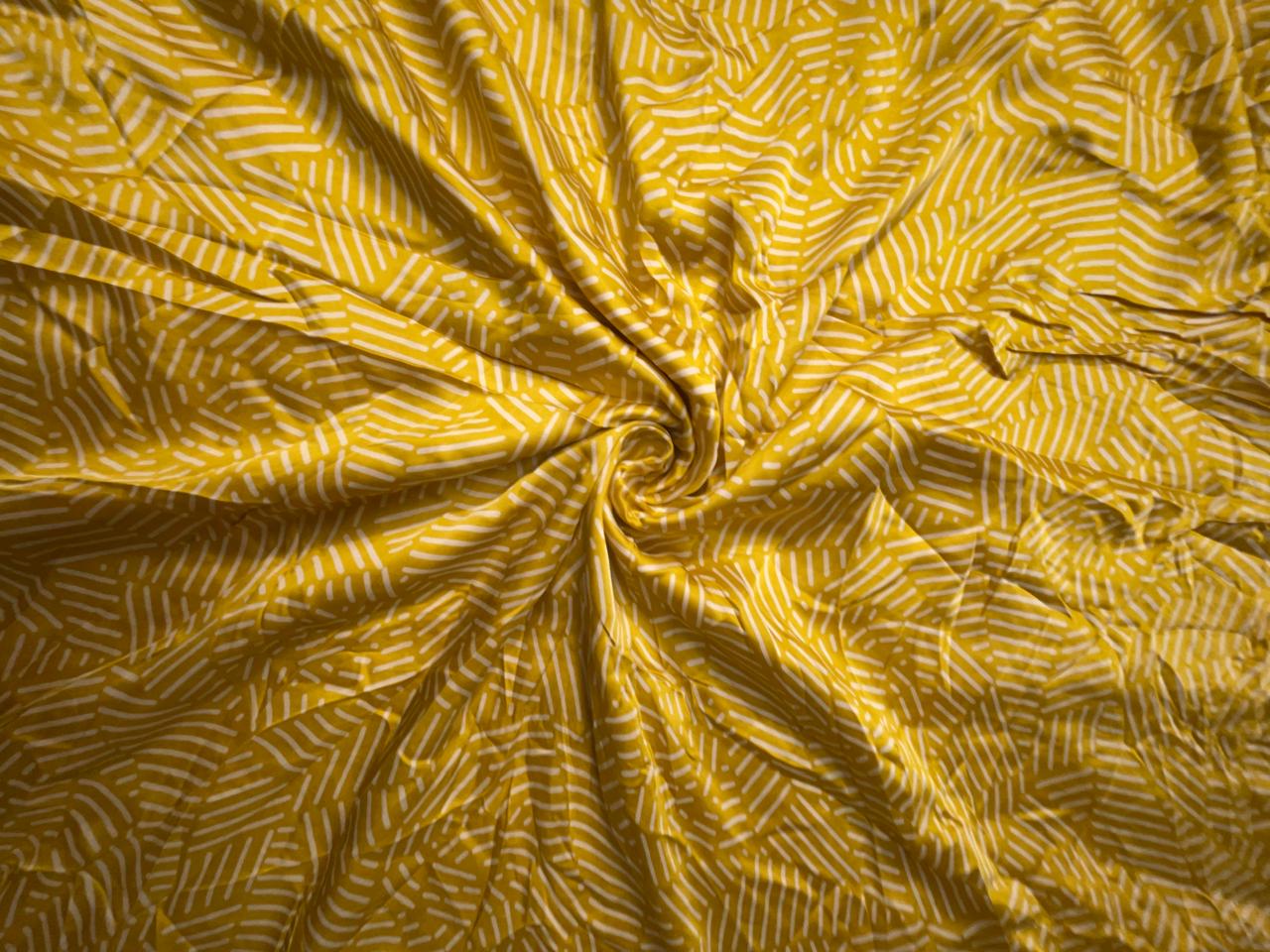 Yellow Abstract Modal Satin Fabric KTEX