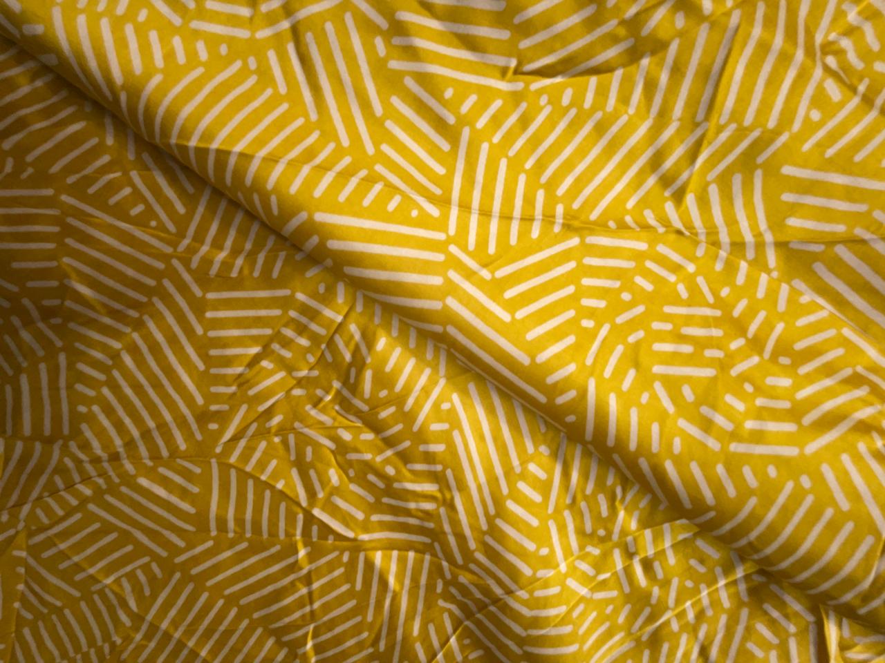 Yellow Abstract Modal Satin Fabric KTEX