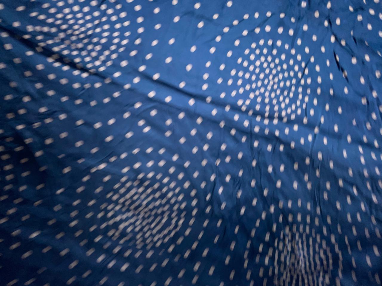 Blue & White Dots Modal Satin Fabric KTEX