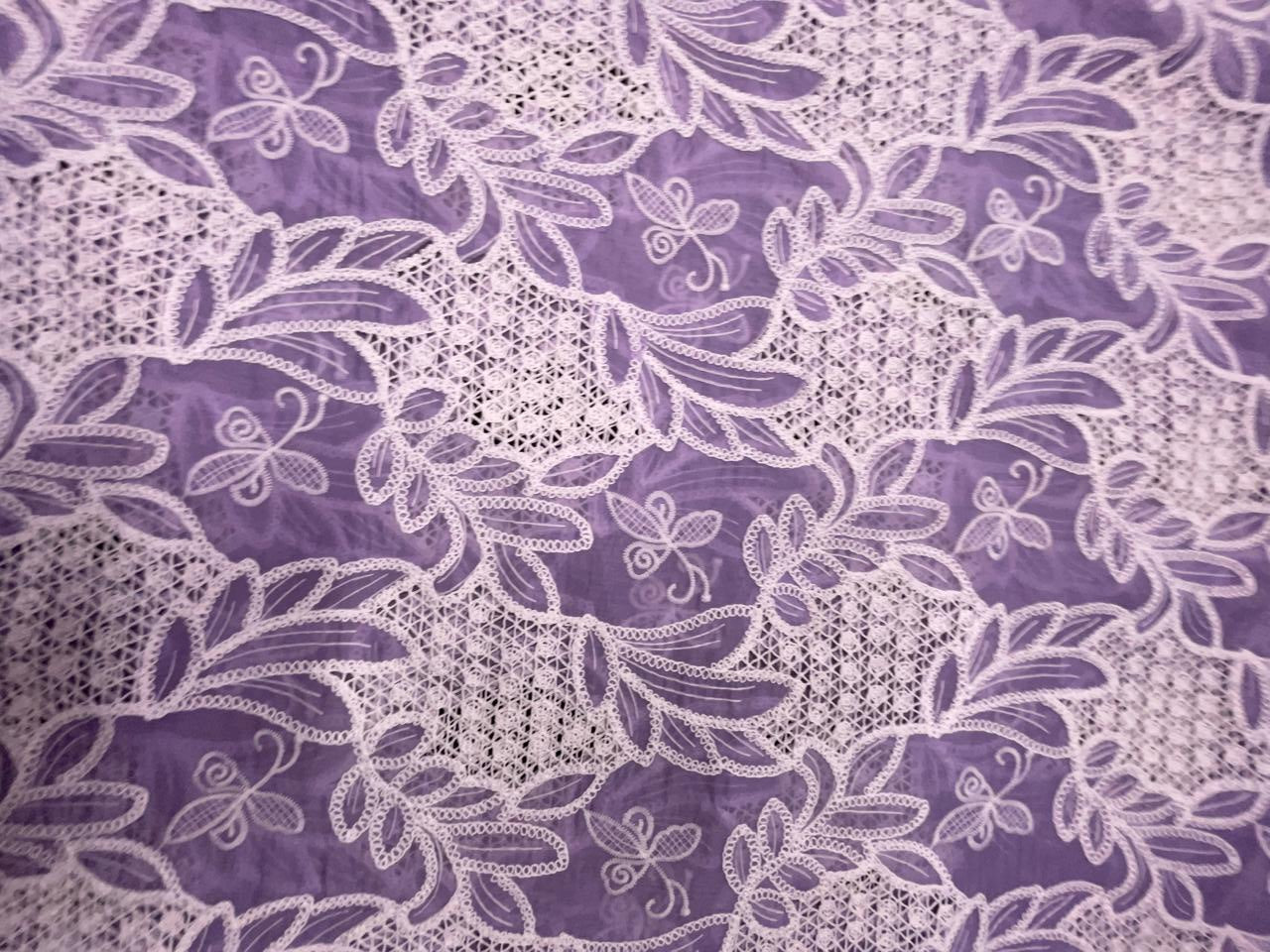 Lavender Floral Tencel Prada Embroidery Fabric KTEX