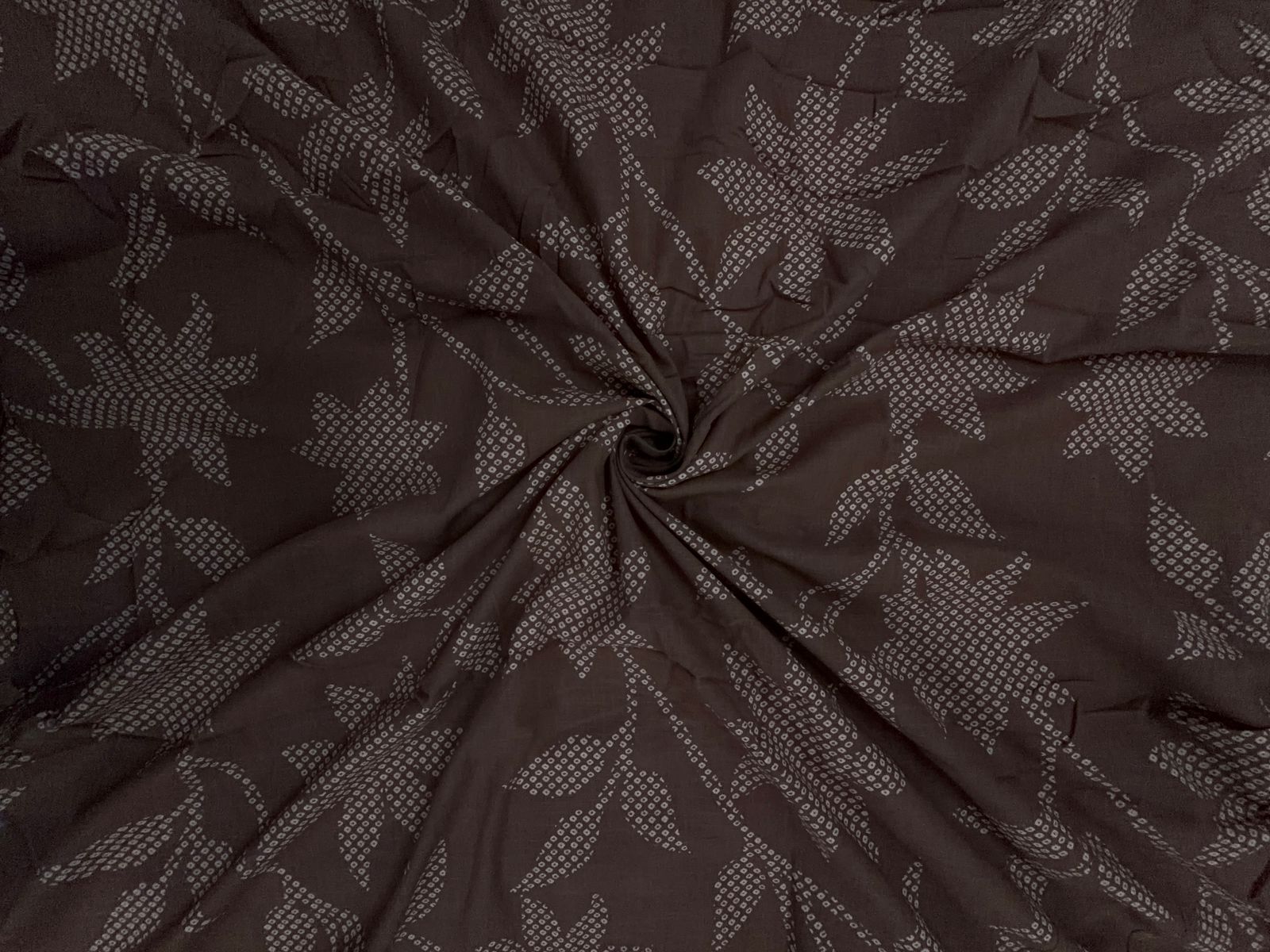 Brown Floral Cotton Slub Fabric KTEX