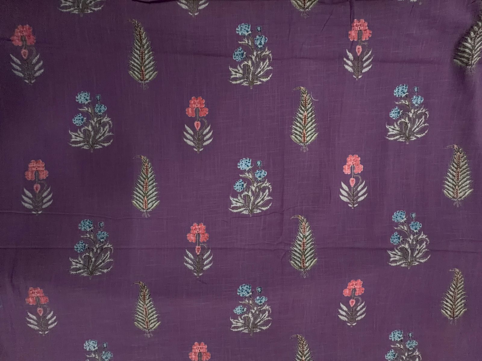 Dark Lilac Floral Cotton Slub Fabric KTEX